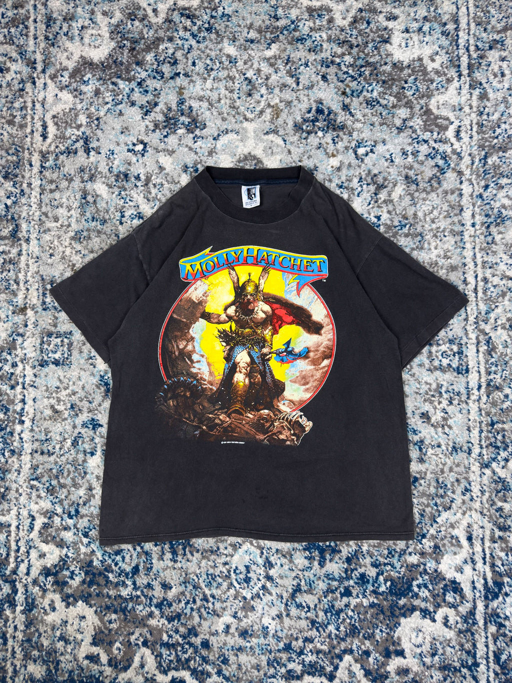 Vintage 1988 Molly Hatchet Hell Yeah Metal Music Promo T-Shirt Size arge