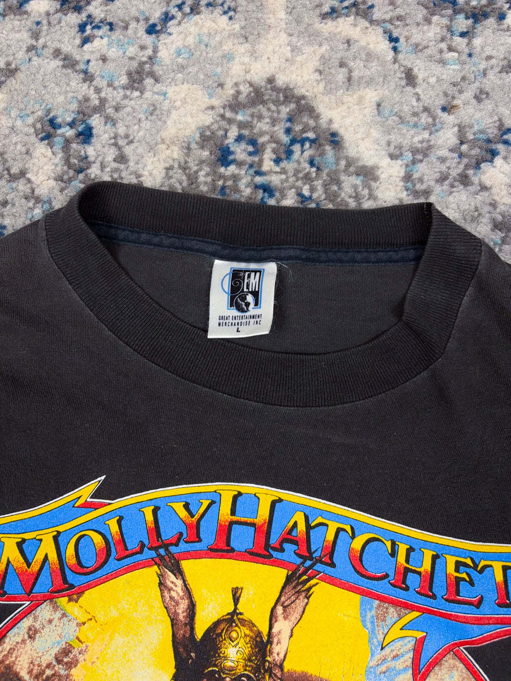 Vintage 1988 Molly Hatchet Hell Yeah Metal Music Promo T-Shirt Size arge