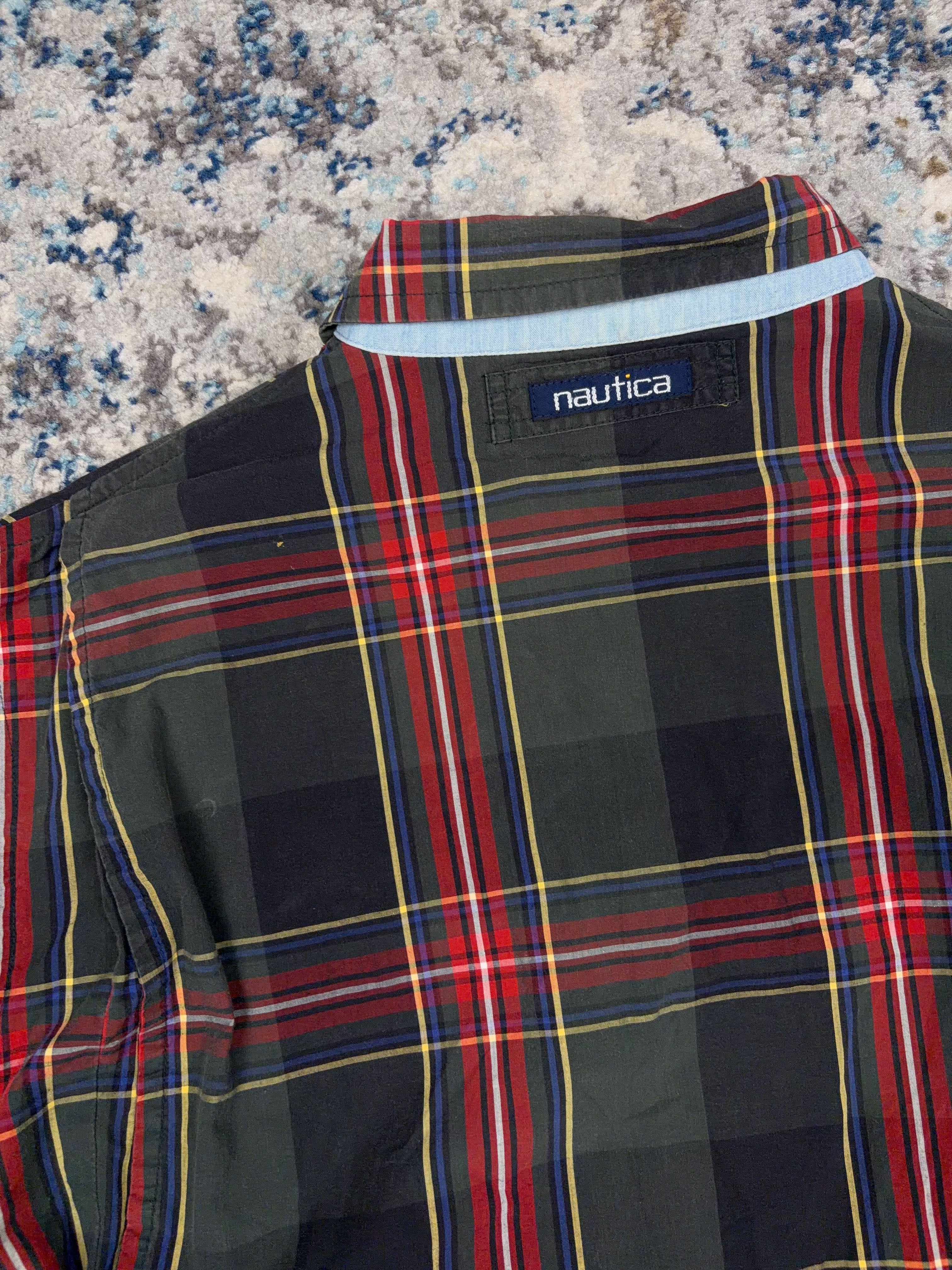 Vintage Nautica Embroidered Logo Plaid Reversible Full Zip Harrington Style Jacket Size XL