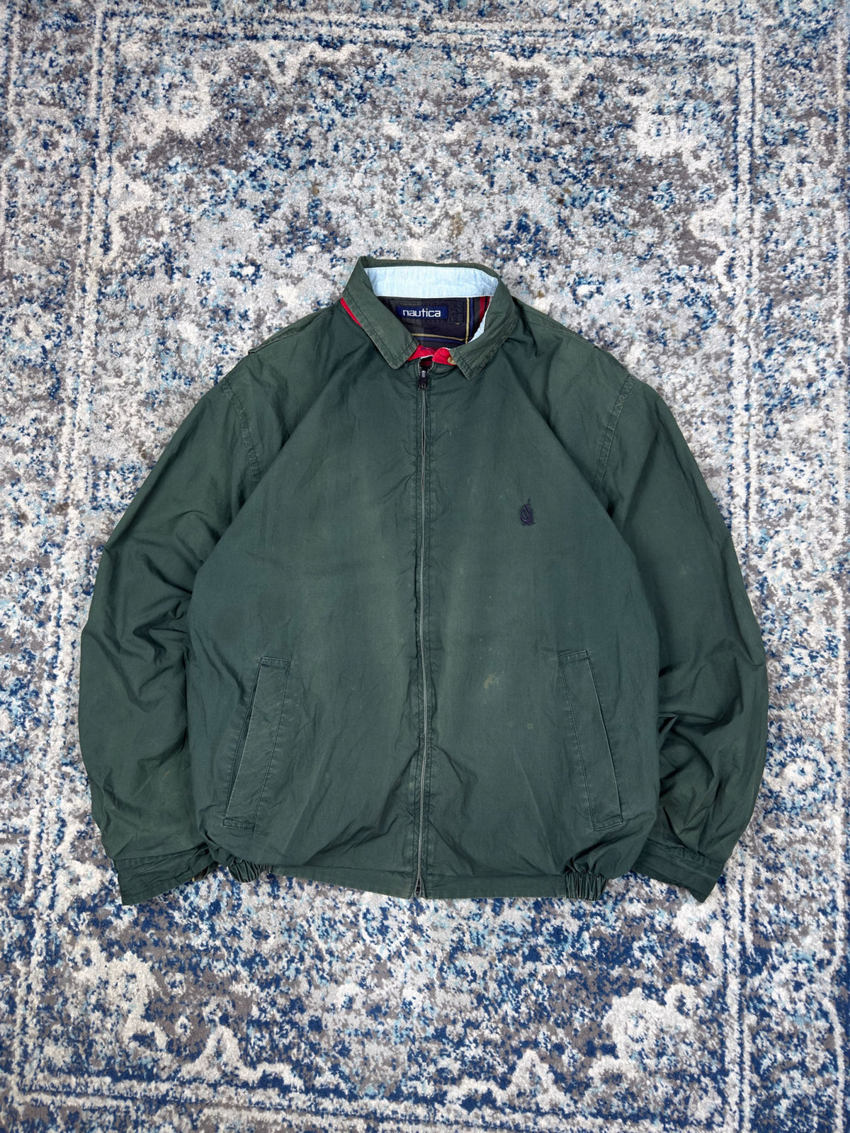 Vintage Nautica Embroidered Logo Plaid Reversible Full Zip Harrington Style Jacket Size XL