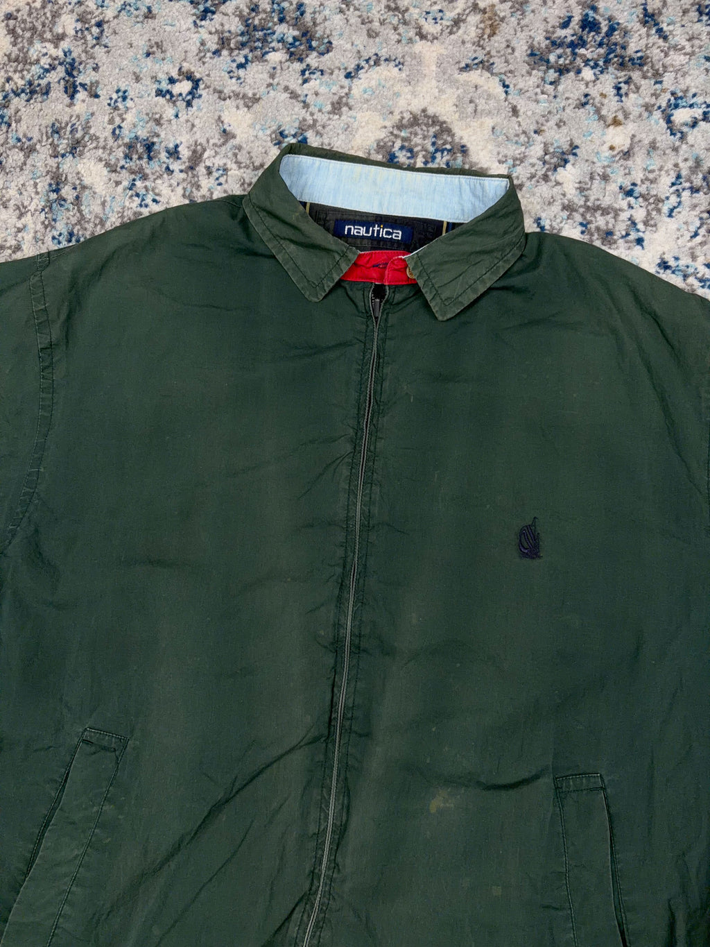 Vintage Nautica Embroidered Logo Plaid Reversible Full Zip Harrington Style Jacket Size XL
