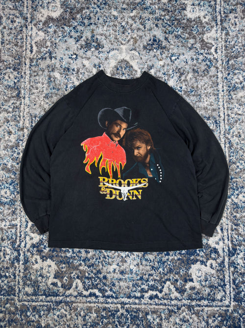 Vintage 1993 Brooks & Dunn Country Music Graphic Long Sleeve T-Shirt Size XL