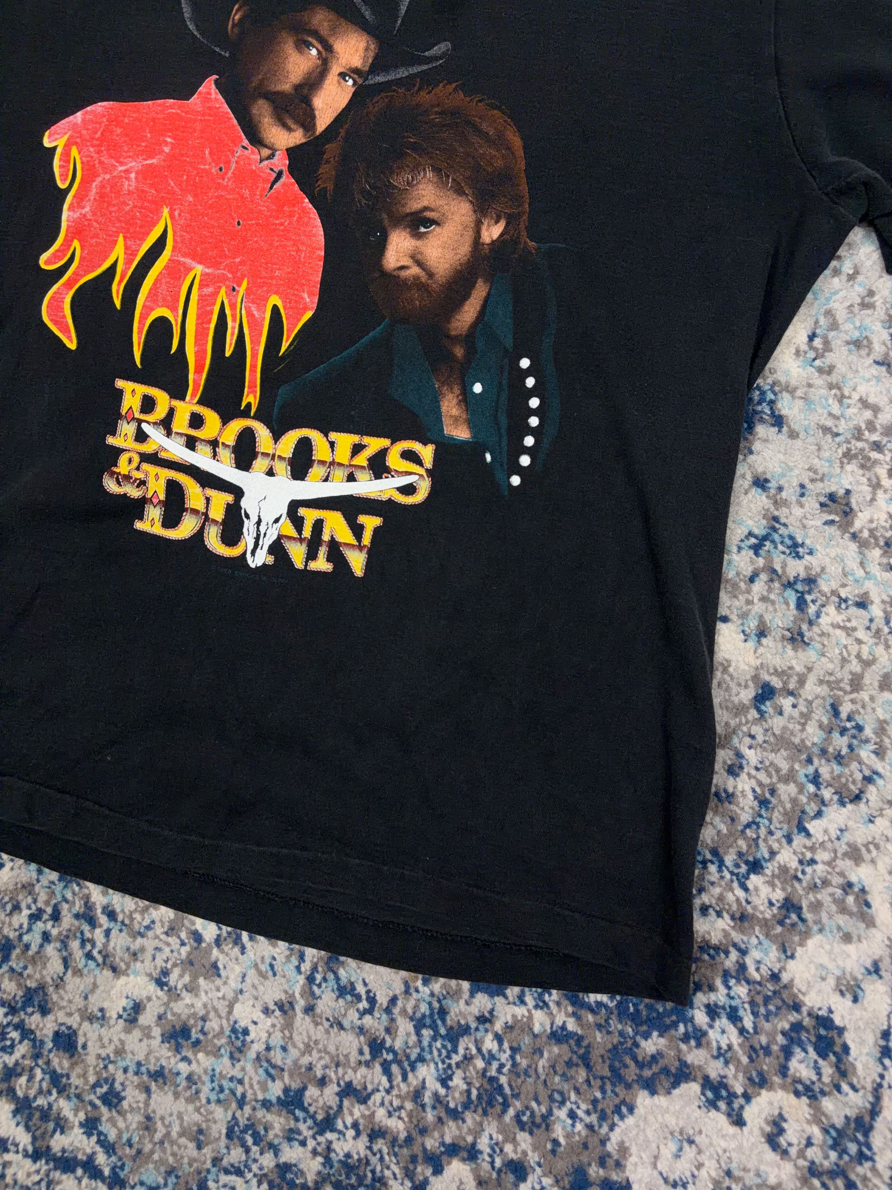 Vintage 1993 Brooks & Dunn Country Music Graphic Long Sleeve T-Shirt Size XL