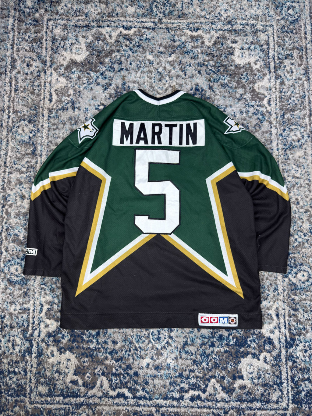 Vintage 90s Dallas Stars NHL #5 Stitched CCM Hockey Jersey Size XL
