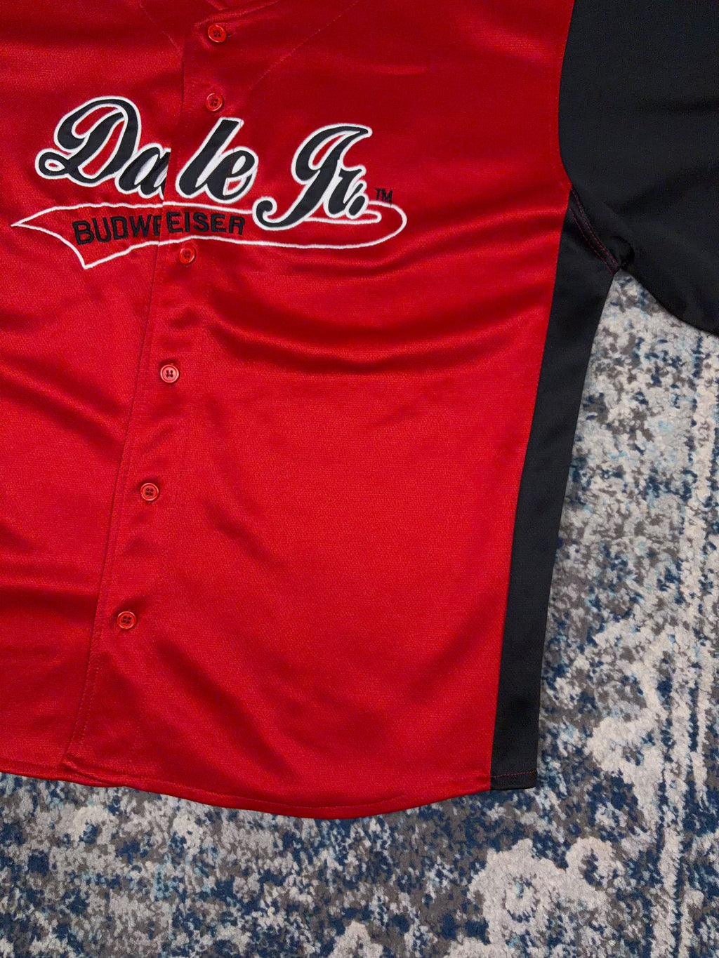 Vintage Dale Earnhardt Jr #8 Nascar Budweiser Script Baseball Jersey Size Large