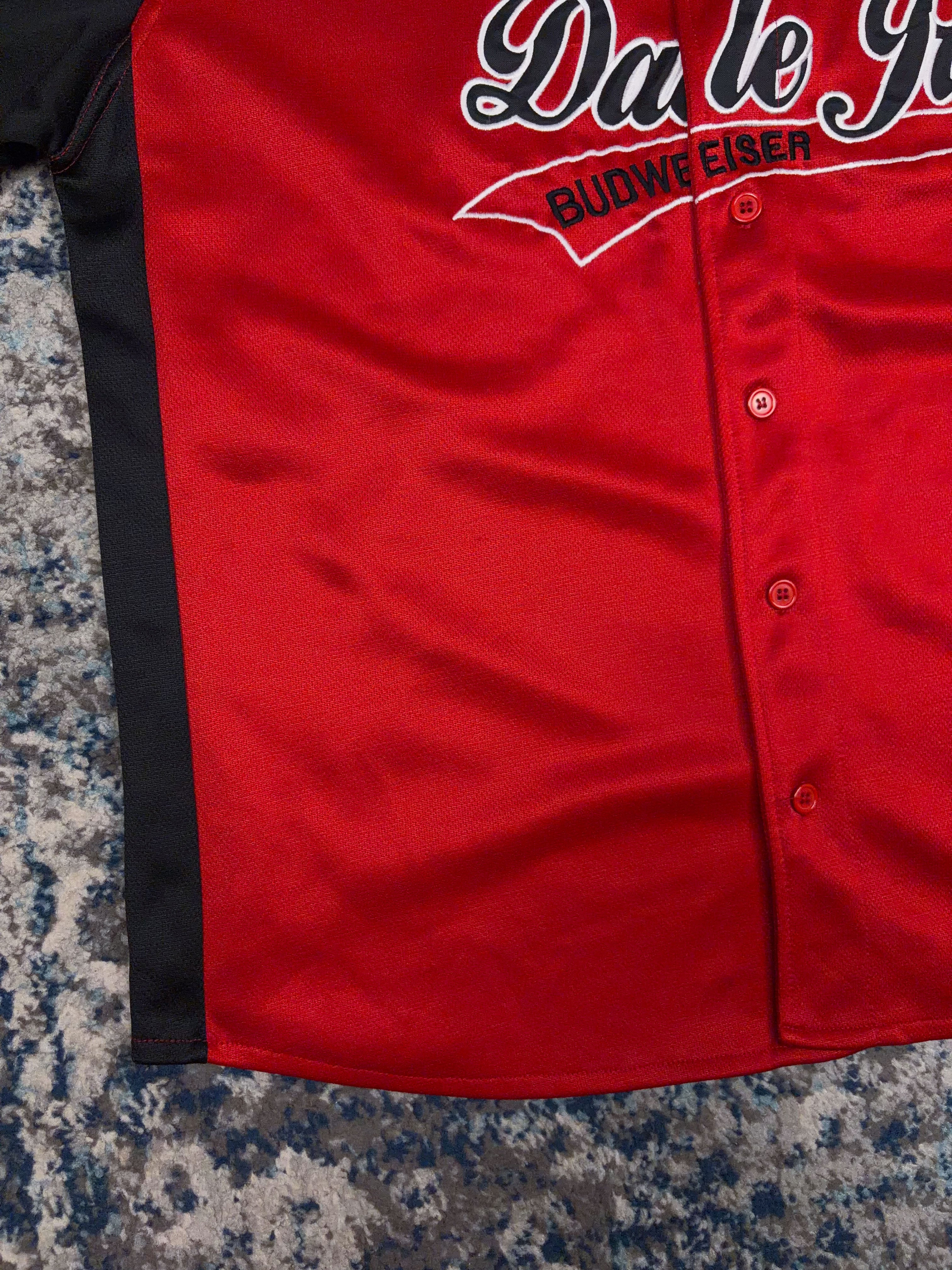 Vintage Dale Earnhardt Jr #8 Nascar Budweiser Script Baseball Jersey Size Large