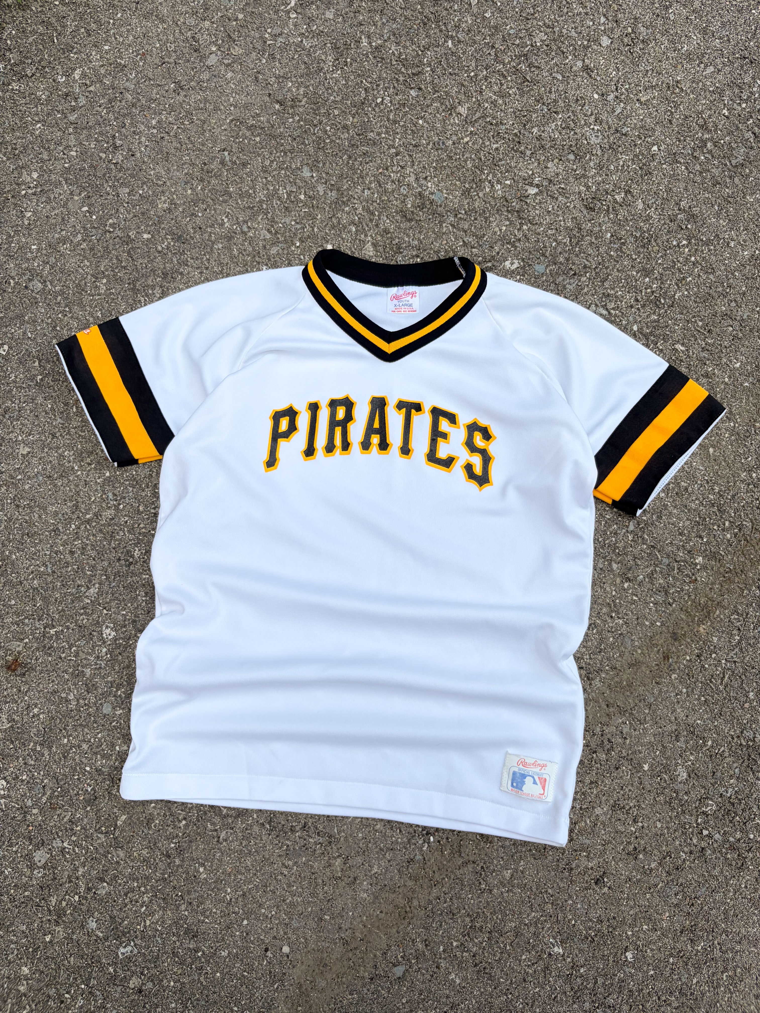 Vintage 80s/90s Pittsburgh Pirates MLB Rawlings Baseball Jersey Size YOUTH XL