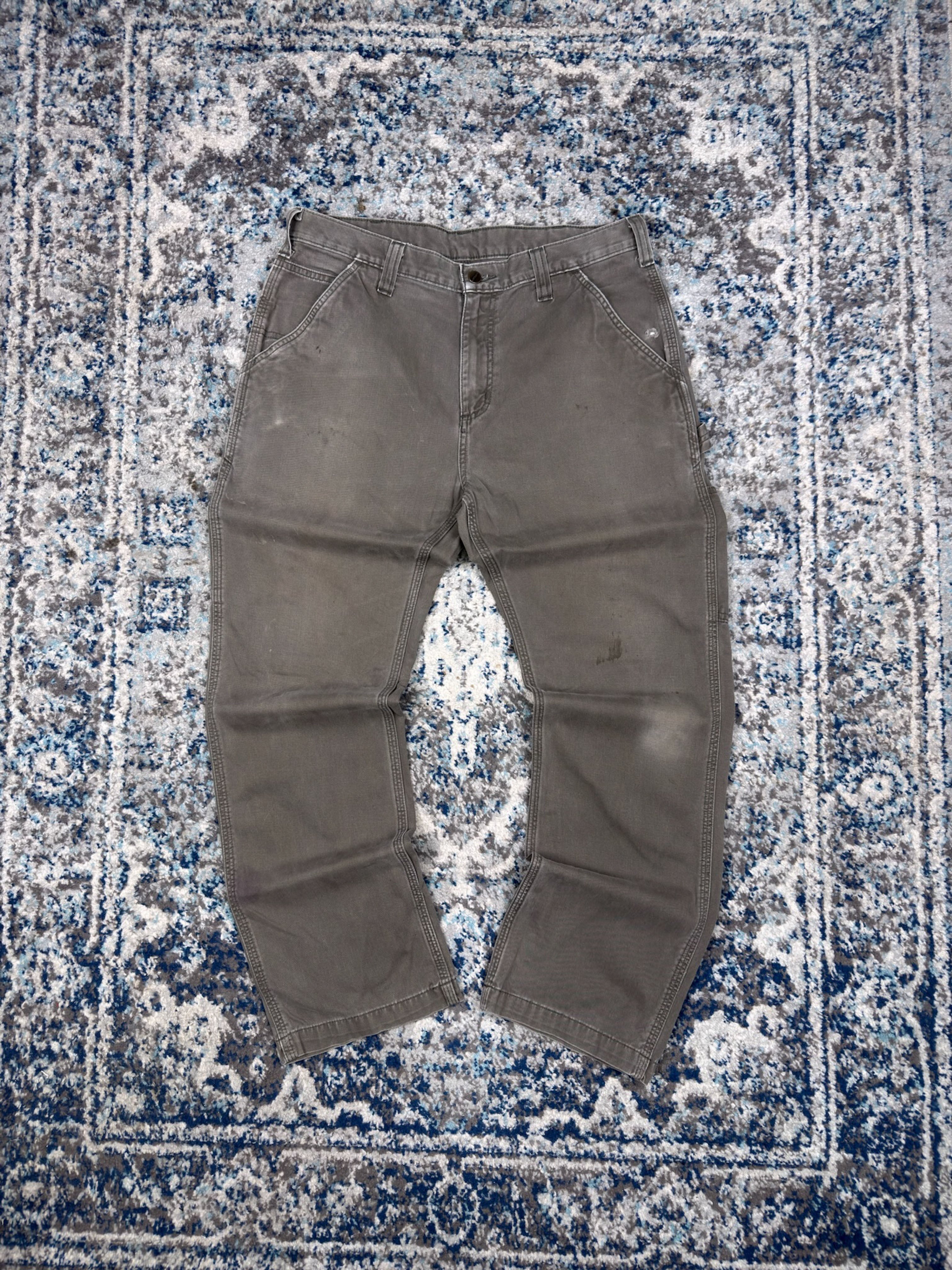 Vintage Carhartt Canvas Workwear Gray Carpenter Pants Size 34