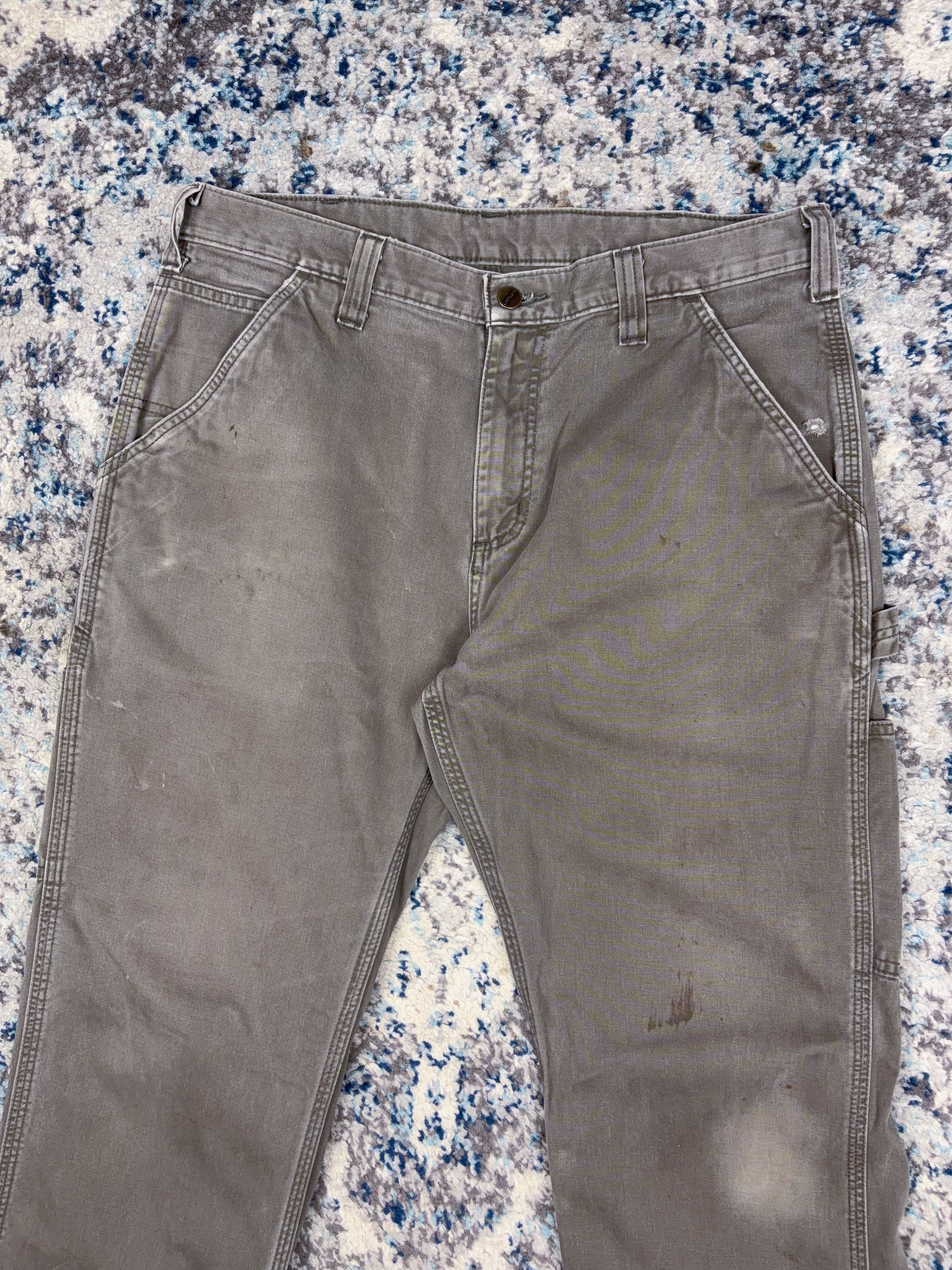 Vintage Carhartt Canvas Workwear Gray Carpenter Pants Size 34