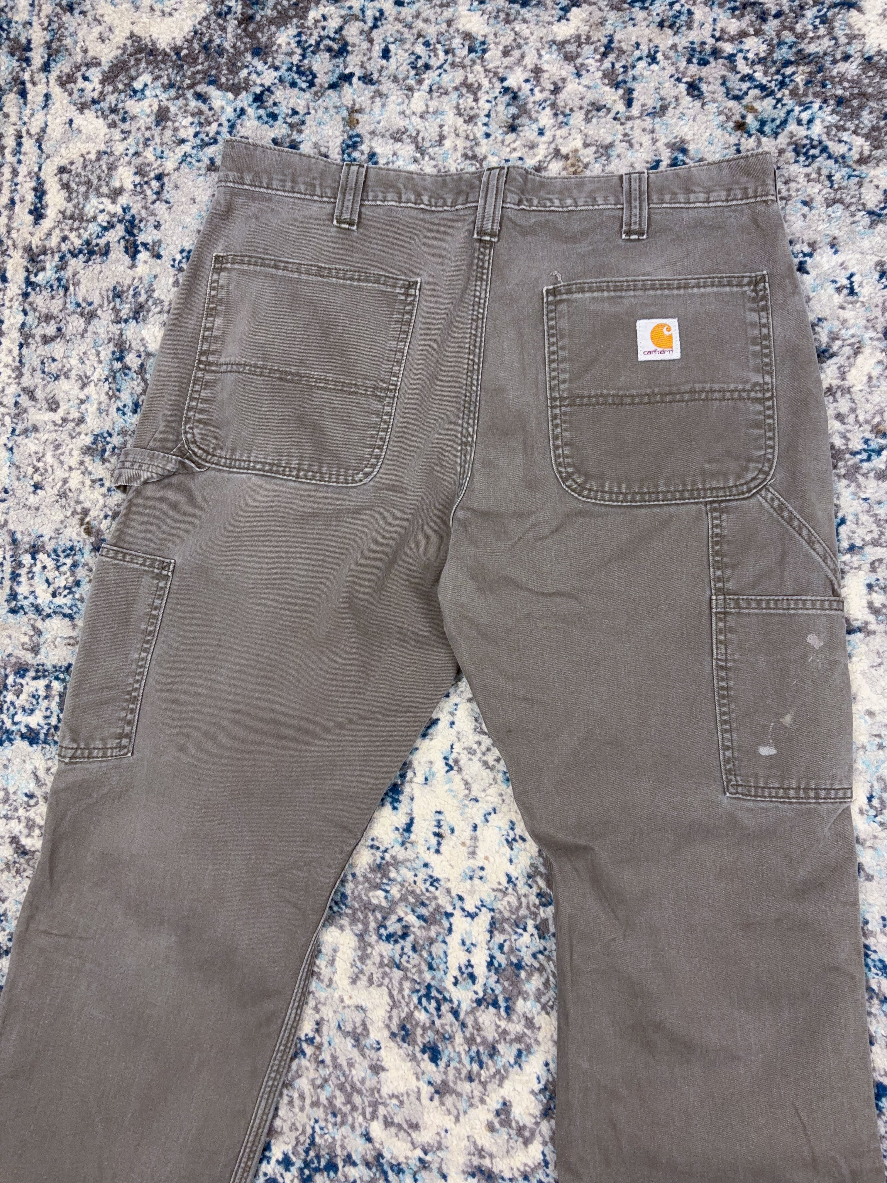 Vintage Carhartt Canvas Workwear Gray Carpenter Pants Size 34