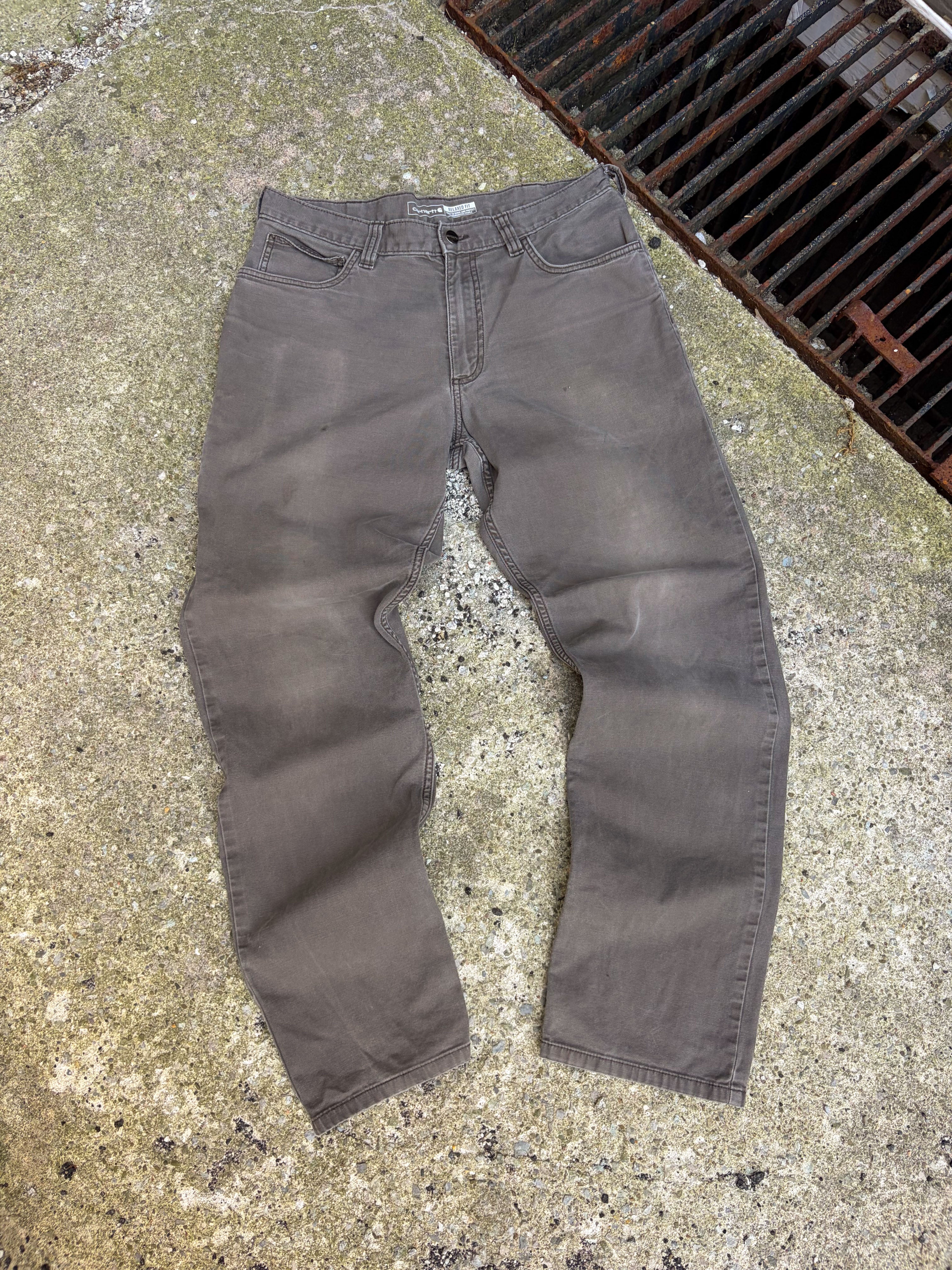 Vintage Carhartt Relaxed Fit Canvas Workwear Gray Five Pocket Pants Size 32