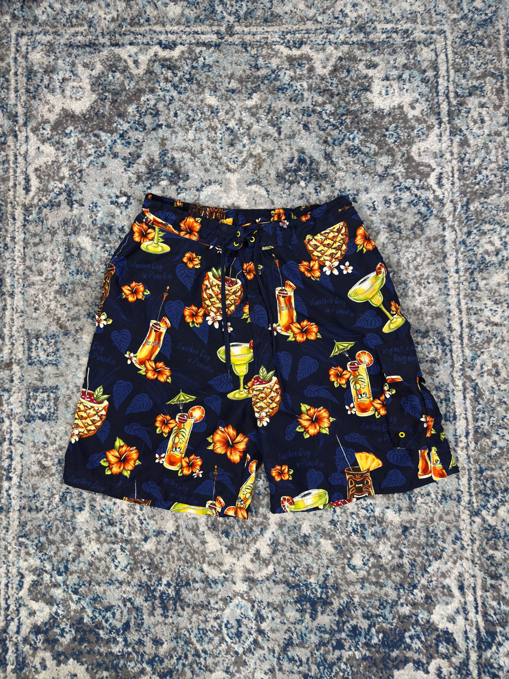 Vintage Big Dogs Another Day In Paradise Graphic Swim Shorts Size XL