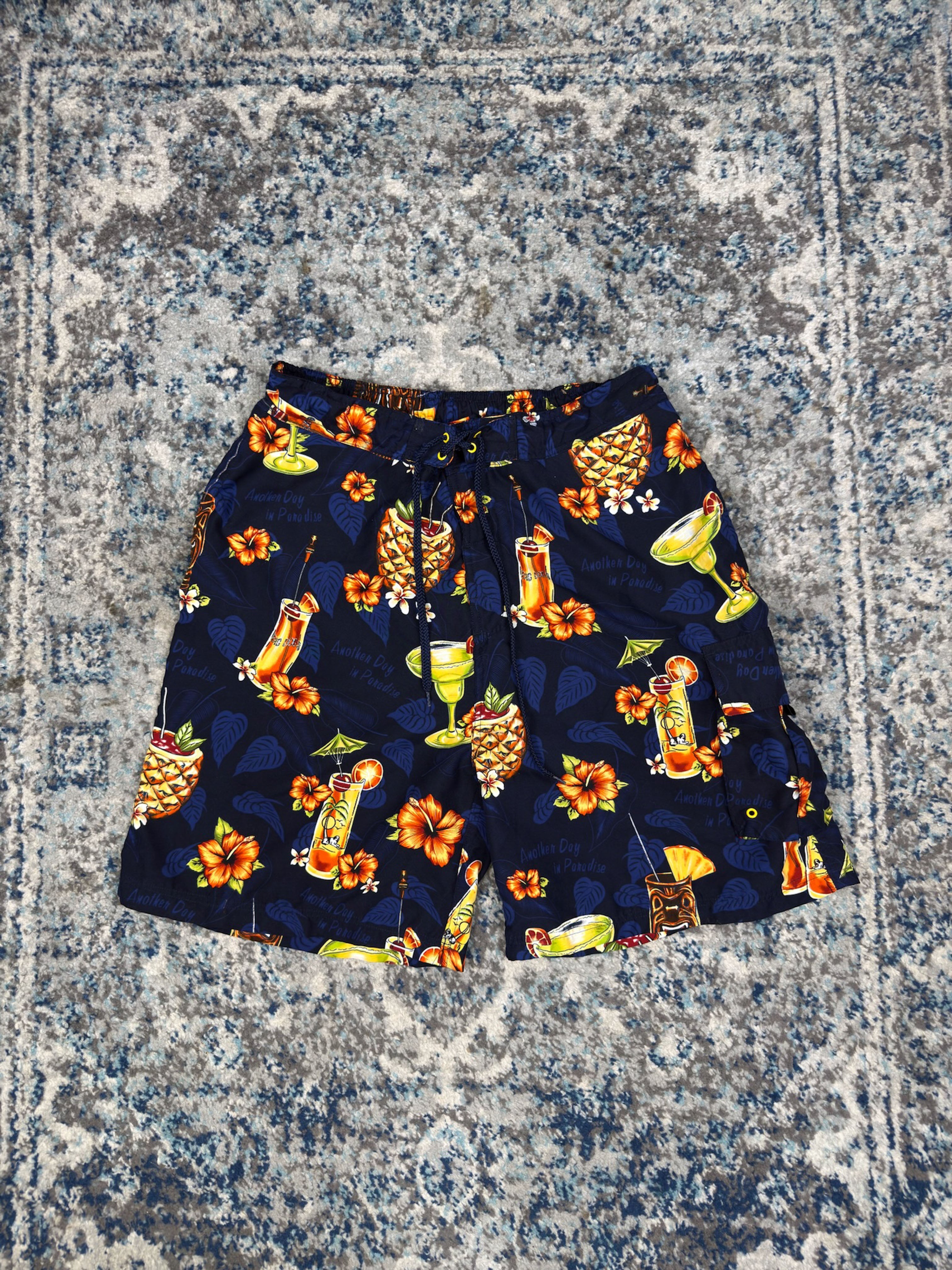Vintage Big Dogs Another Day In Paradise Graphic Swim Shorts Size XL