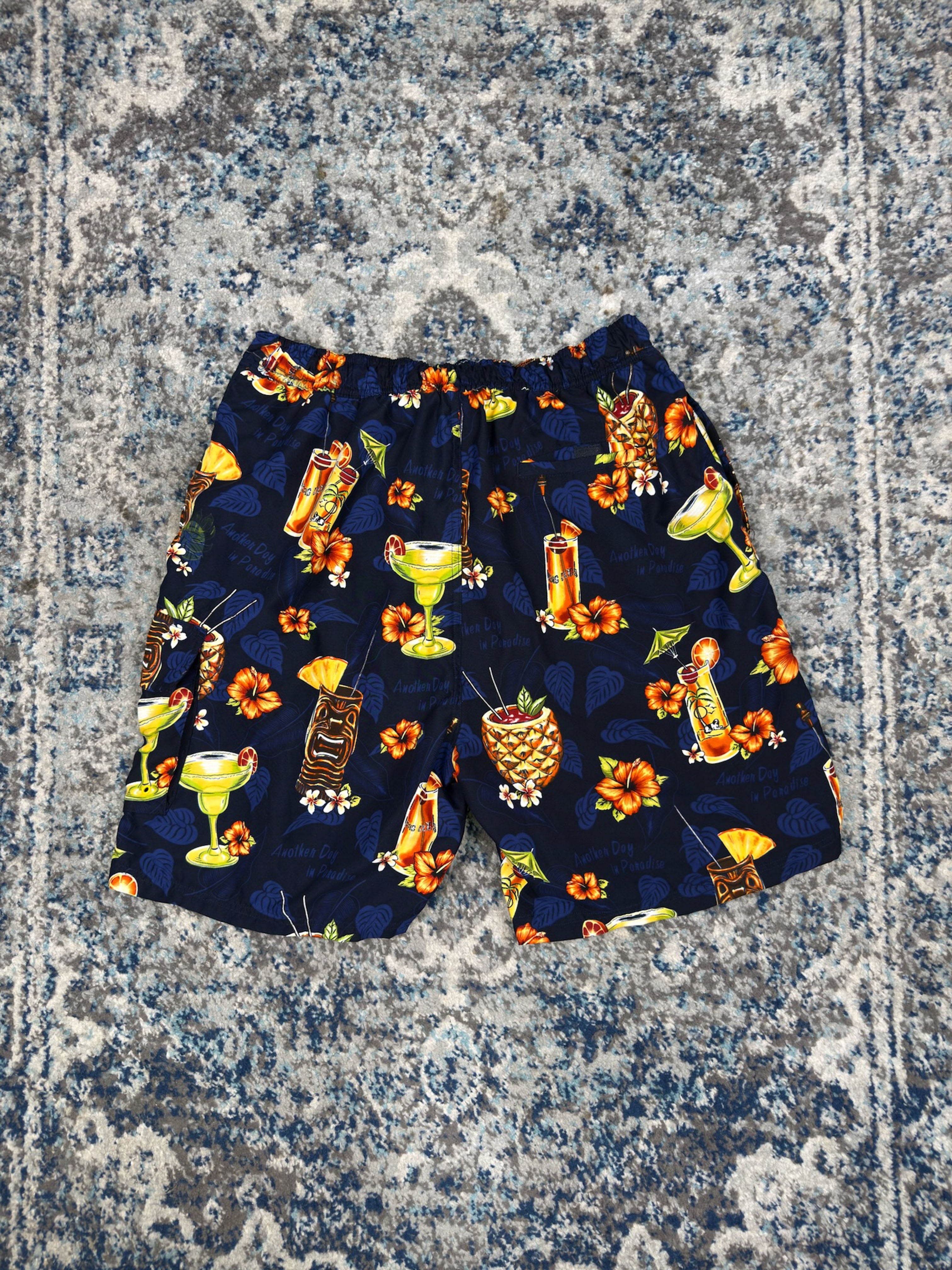 Vintage Big Dogs Another Day In Paradise Graphic Swim Shorts Size XL