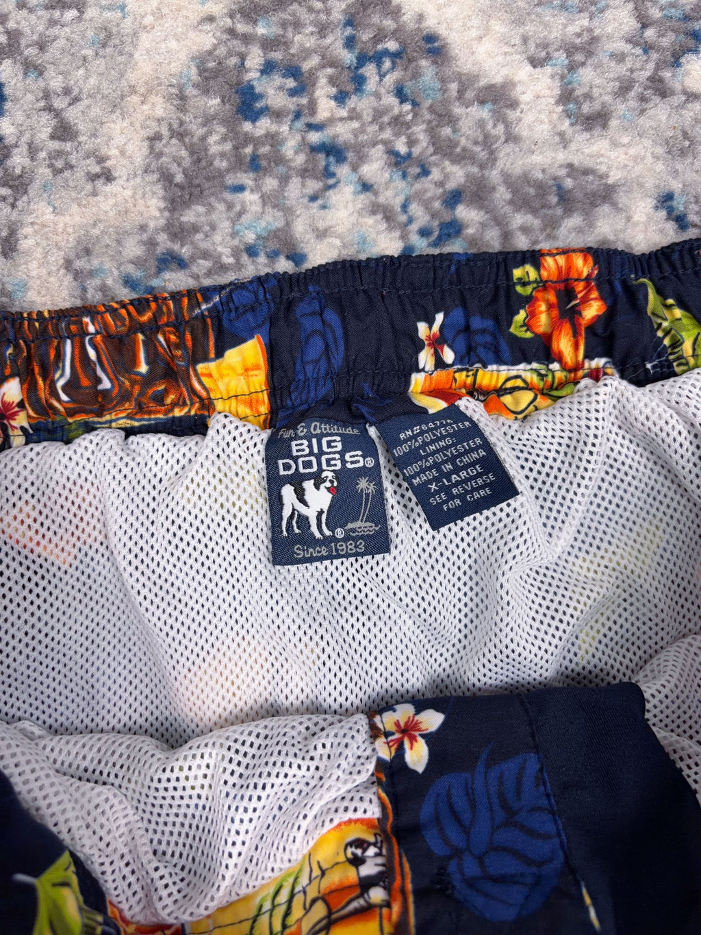 Vintage Big Dogs Another Day In Paradise Graphic Swim Shorts Size XL
