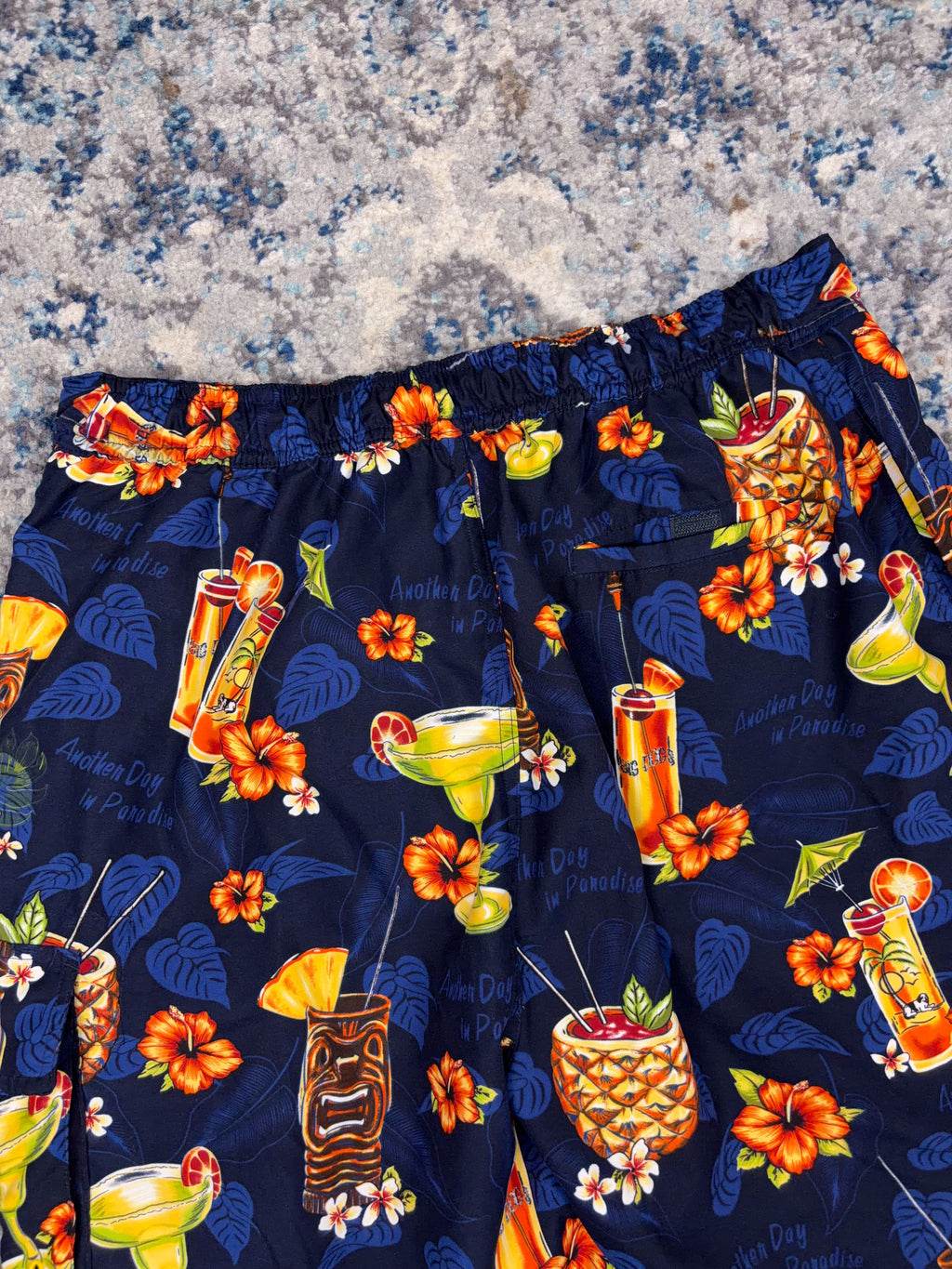 Vintage Big Dogs Another Day In Paradise Graphic Swim Shorts Size XL