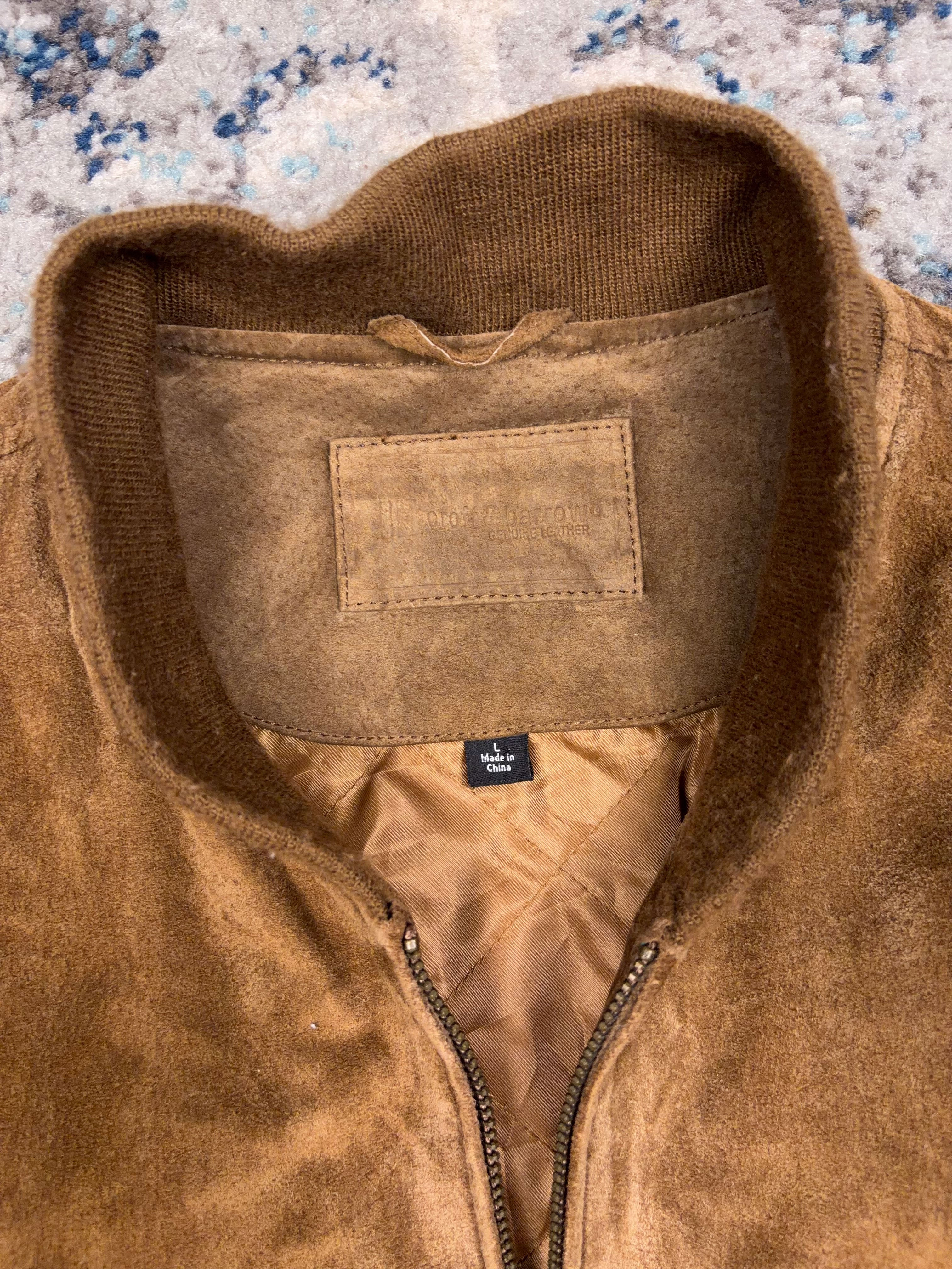 Vintage Croft & Barrow Quilted Lined Leather Bomber Jacket Size Large