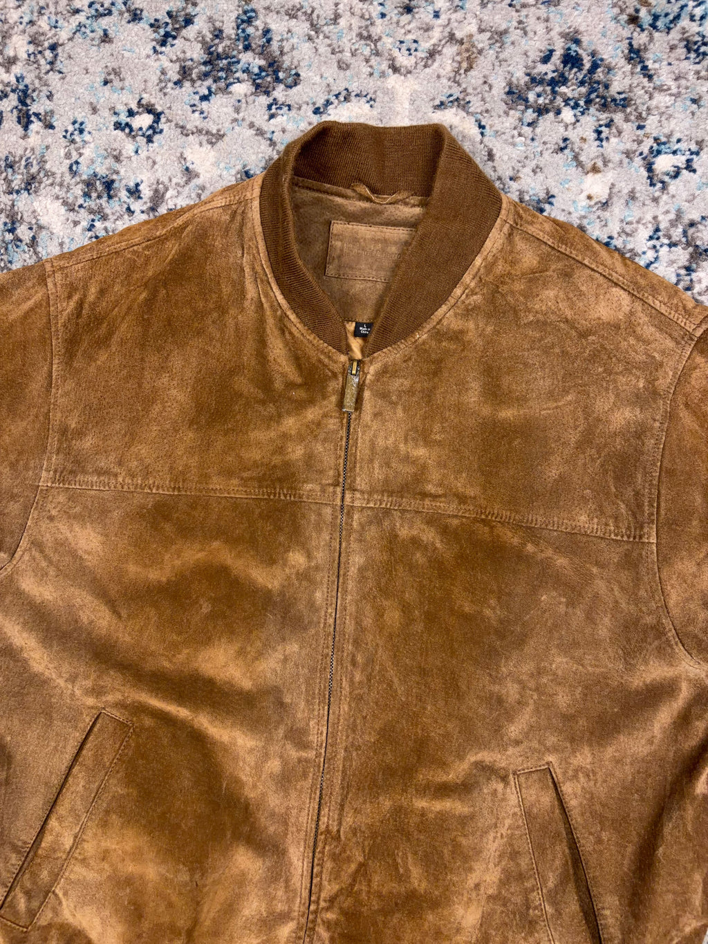 Vintage Croft & Barrow Quilted Lined Leather Bomber Jacket Size Large