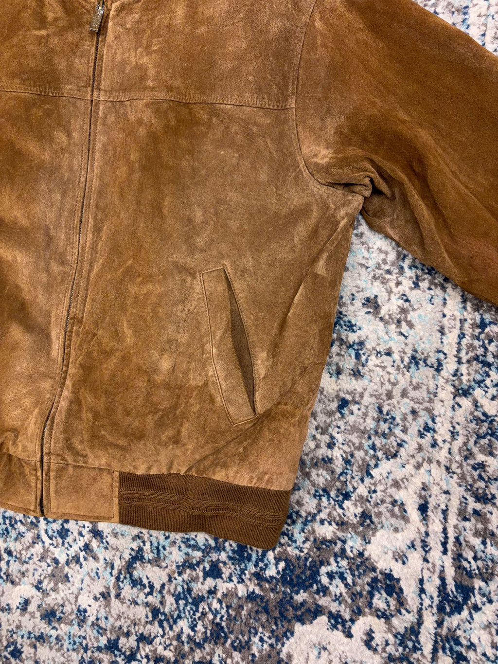 Vintage Croft & Barrow Quilted Lined Leather Bomber Jacket Size Large