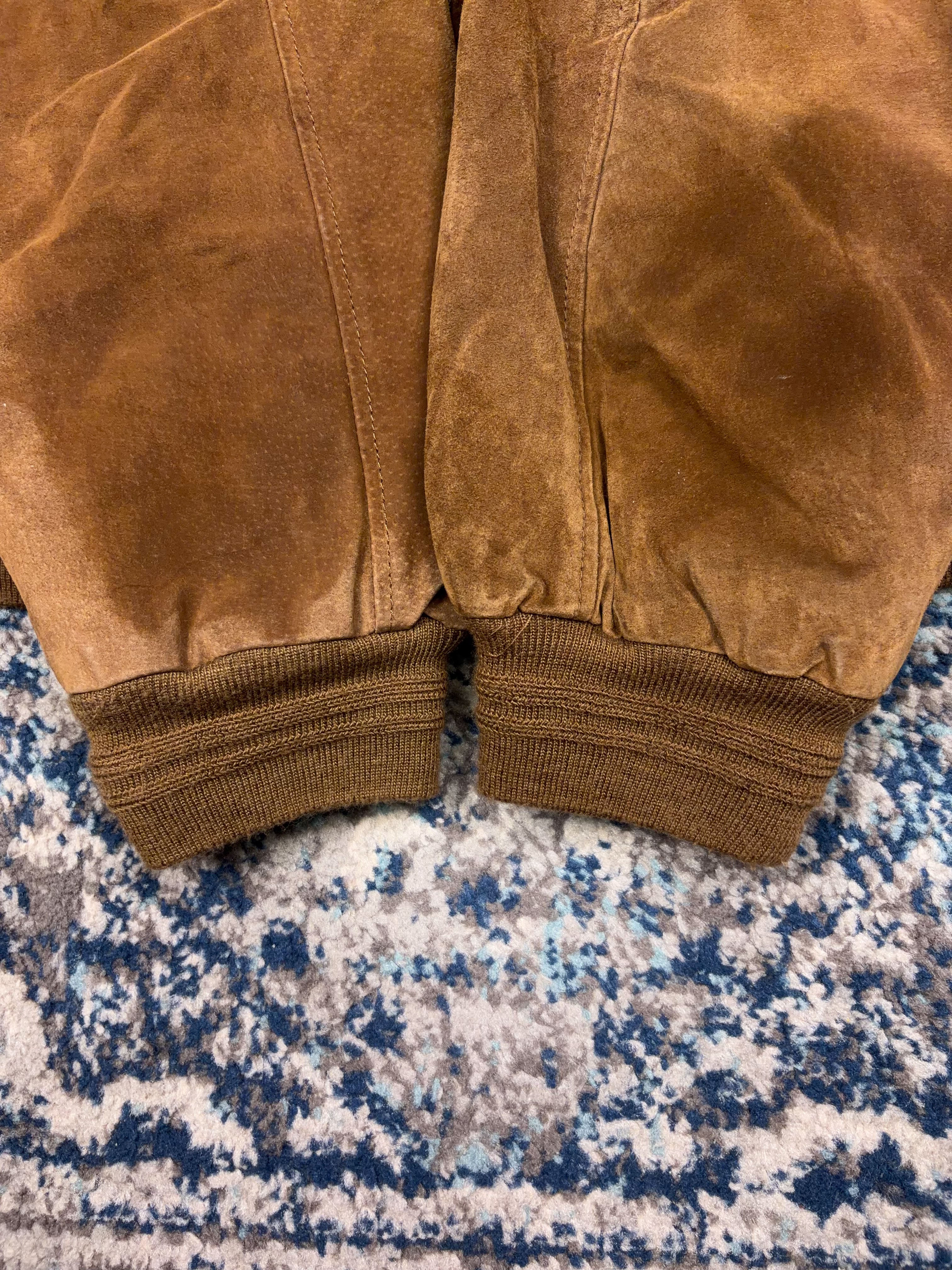 Vintage Croft & Barrow Quilted Lined Leather Bomber Jacket Size Large