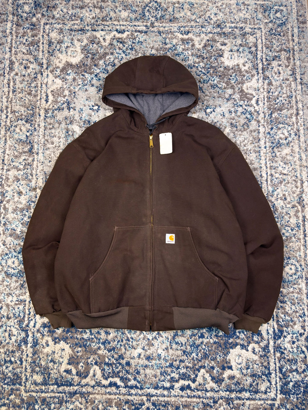 Vintage Carhartt Insulated Canvas Workwear Hooded Active Jacket Size 3XL