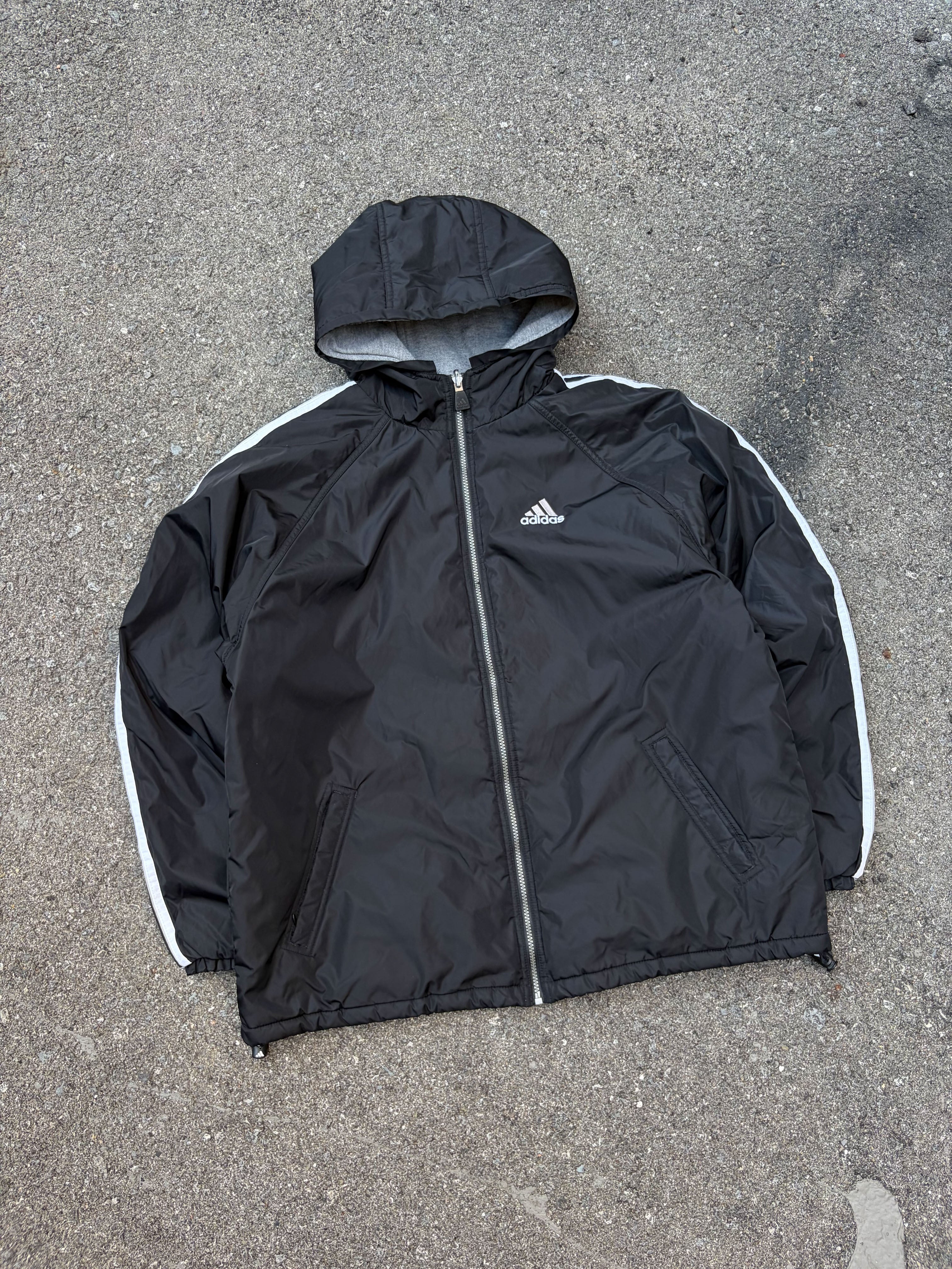 Vintage Adidas Embroidered Logo Insulated Reversible Hooded Jacket Size Medium