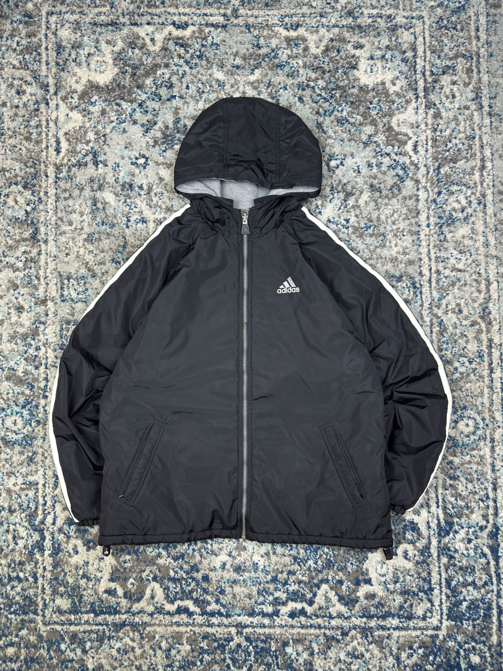 Vintage Adidas Embroidered Logo Insulated Reversible Hooded Jacket Size Medium