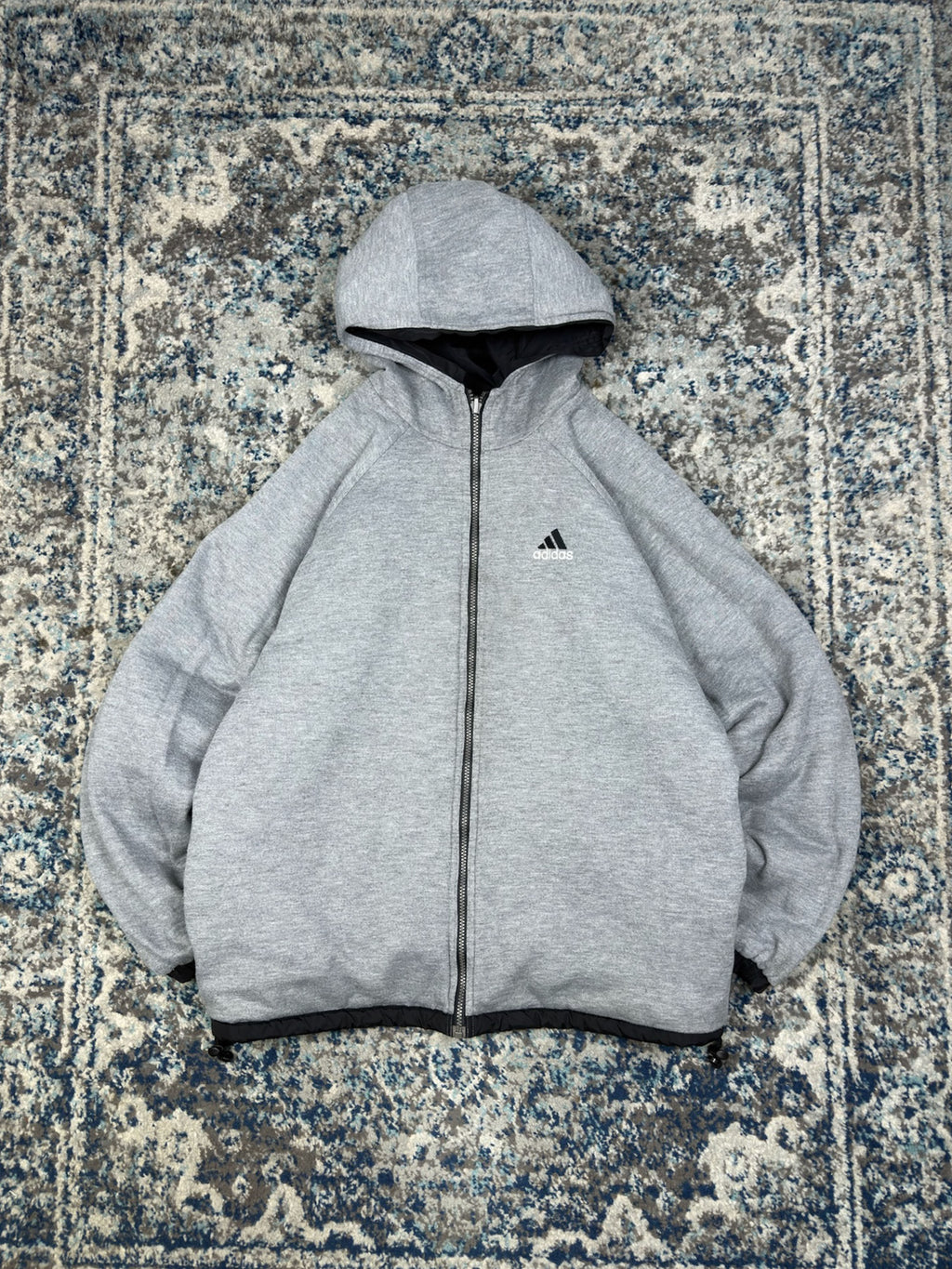 Vintage Adidas Embroidered Logo Insulated Reversible Hooded Jacket Size Medium