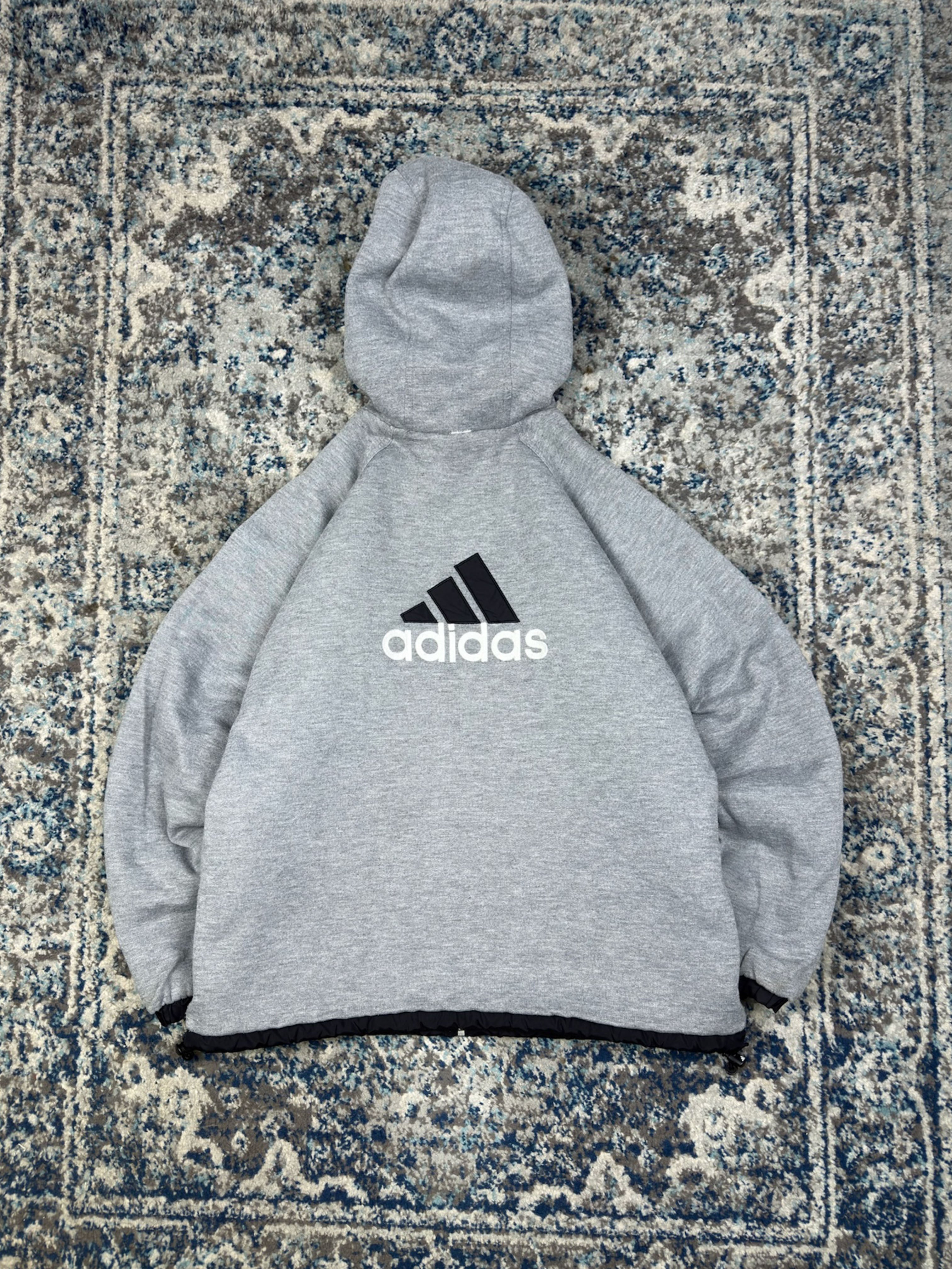 Vintage Adidas Embroidered Logo Insulated Reversible Hooded Jacket Size Medium