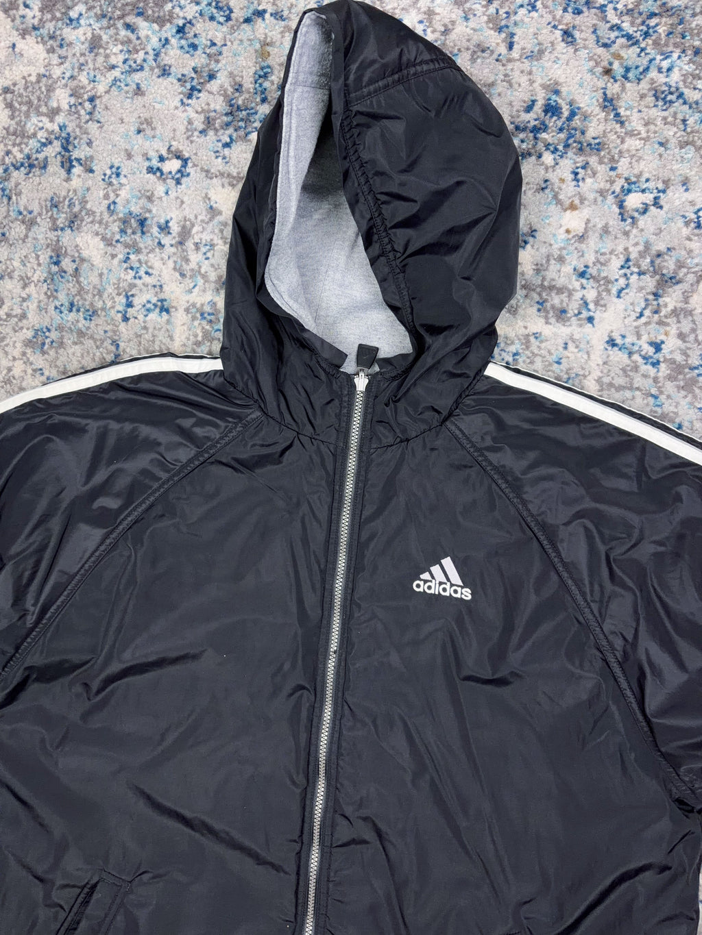 Vintage Adidas Embroidered Logo Insulated Reversible Hooded Jacket Size Medium