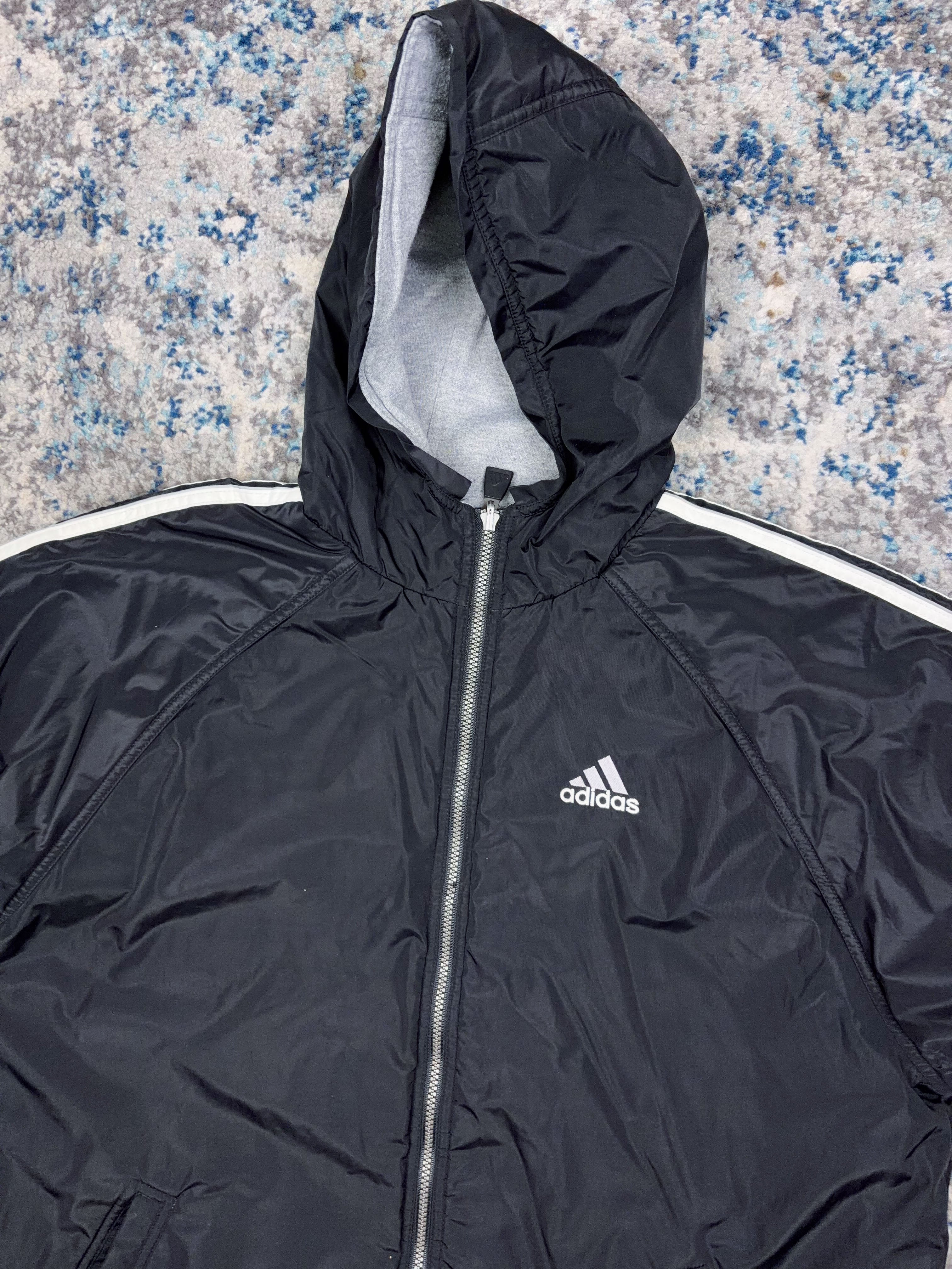 Vintage Adidas Embroidered Logo Insulated Reversible Hooded Jacket Size Medium