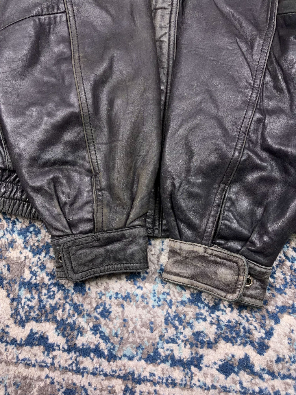 Vintage American Classics Quilted Lined Black Leather Bomber Jacket Size XL