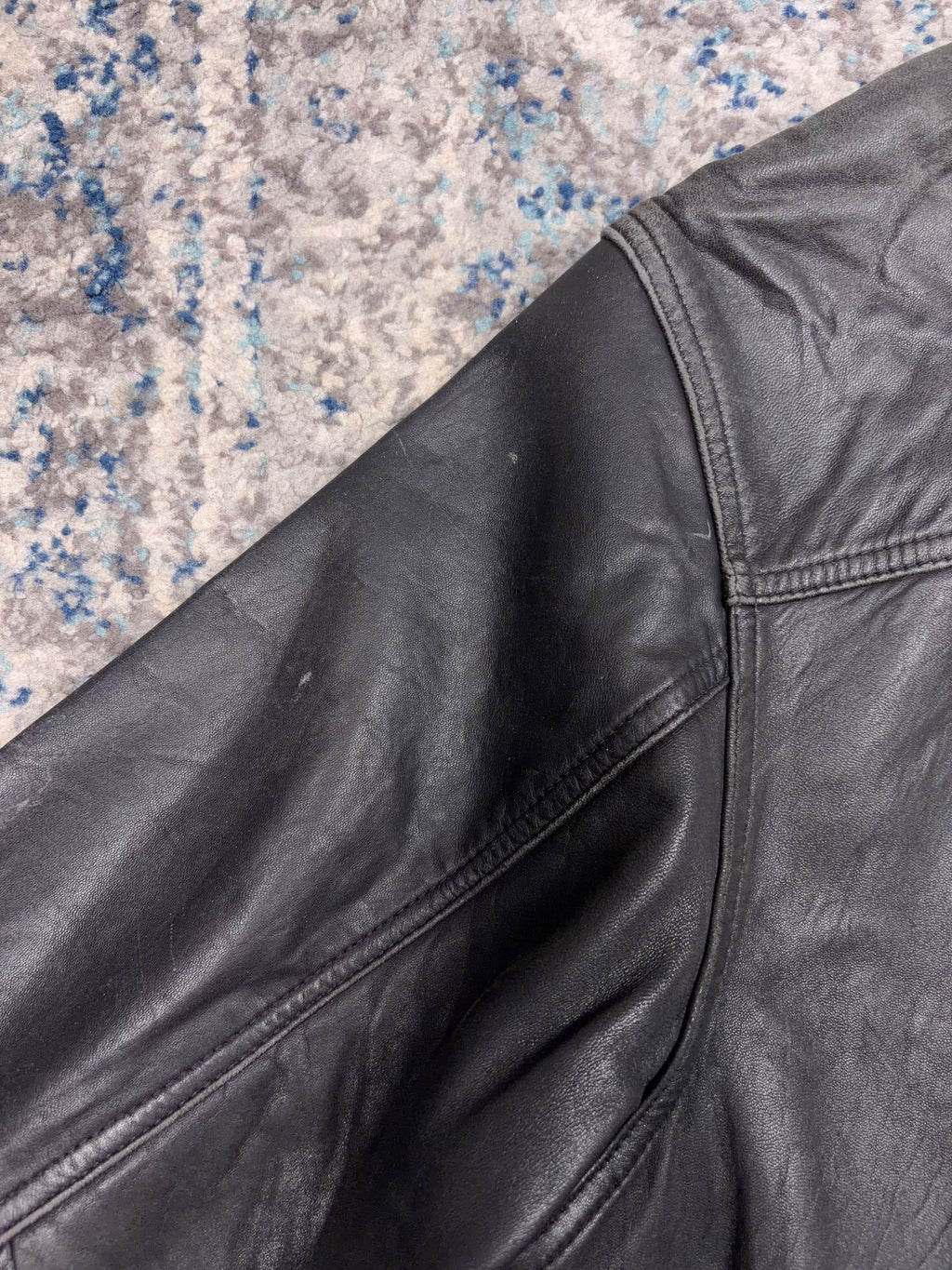 Vintage American Classics Quilted Lined Black Leather Bomber Jacket Size XL