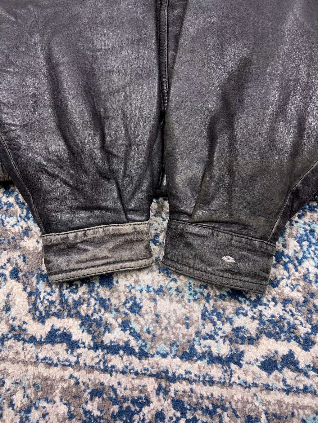 Vintage American Classics Quilted Lined Black Leather Bomber Jacket Size XL