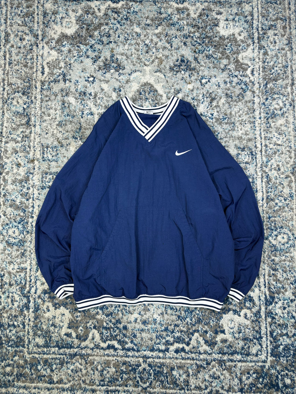 Vintage Nike Embroidered Swoosh Pullover Nylon Windbreaker Jacket Size XL