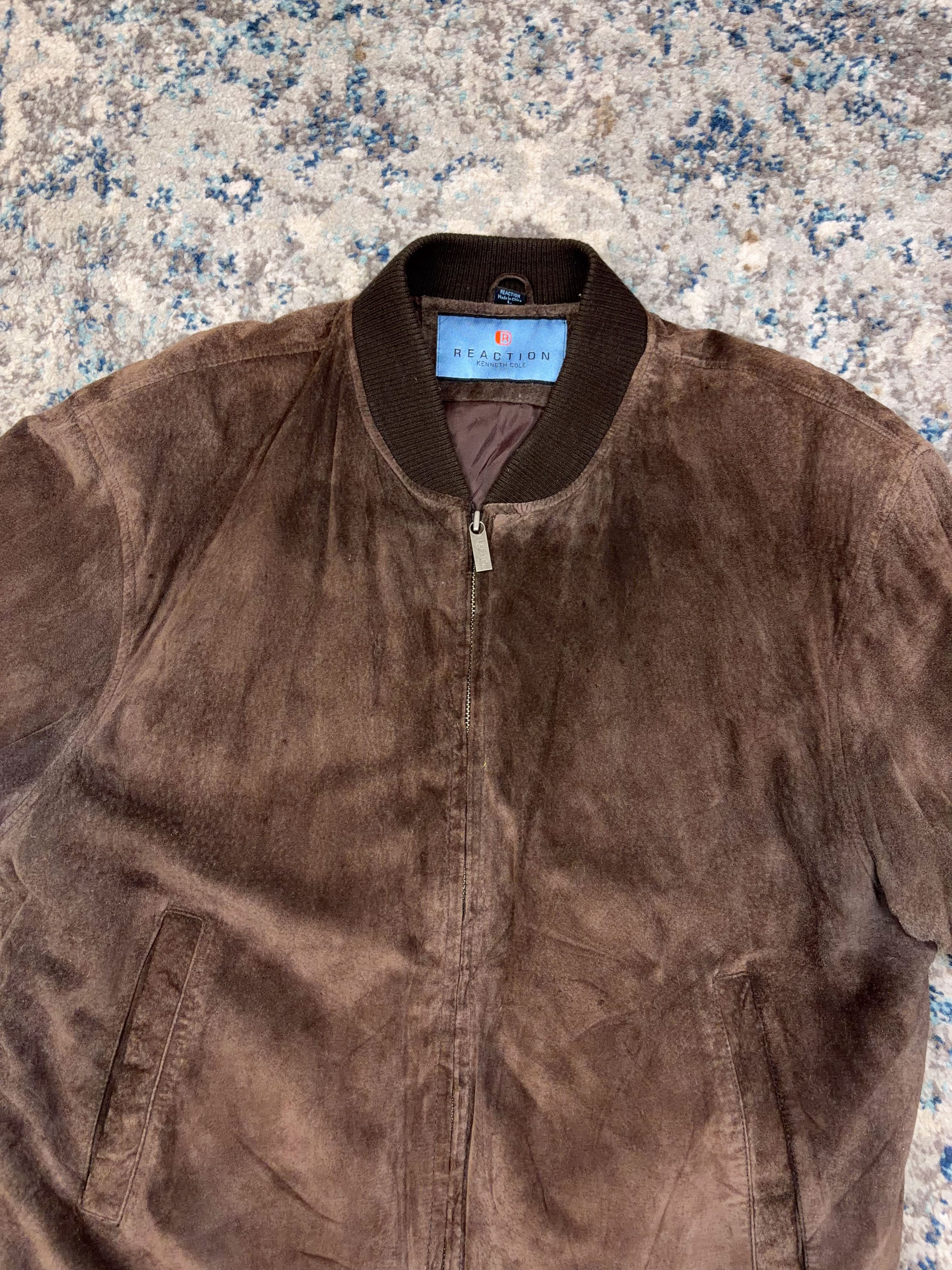 Vintage Kenneth Cole Reaction Leather Bomber Jacket Size Large