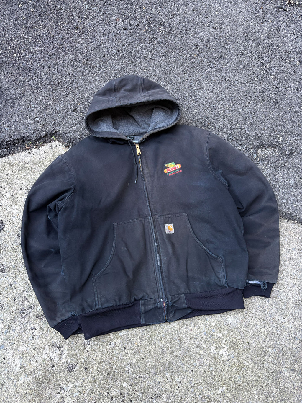 Vintage Carhartt Fleece Lined Canvas Workwear Active Bomber Jacket Size Large