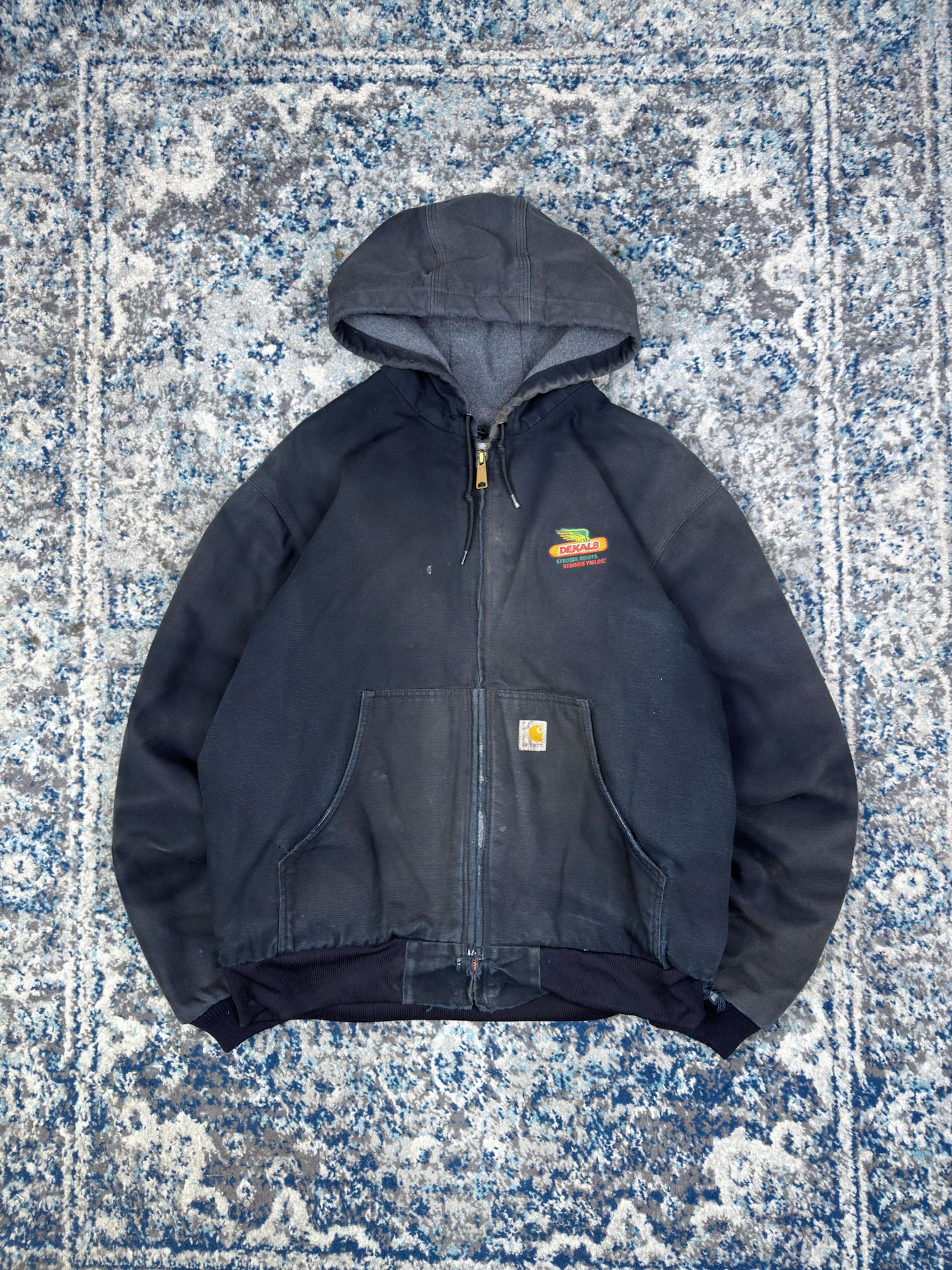 Vintage Carhartt Fleece Lined Canvas Workwear Active Bomber Jacket Size Large