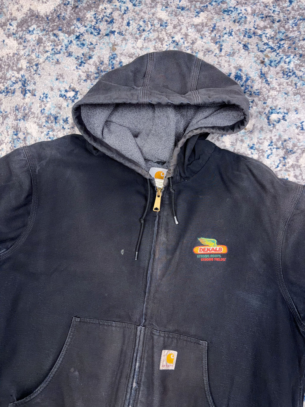 Vintage Carhartt Fleece Lined Canvas Workwear Active Bomber Jacket Size Large