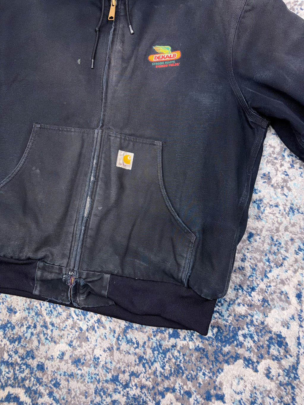 Vintage Carhartt Fleece Lined Canvas Workwear Active Bomber Jacket Size Large