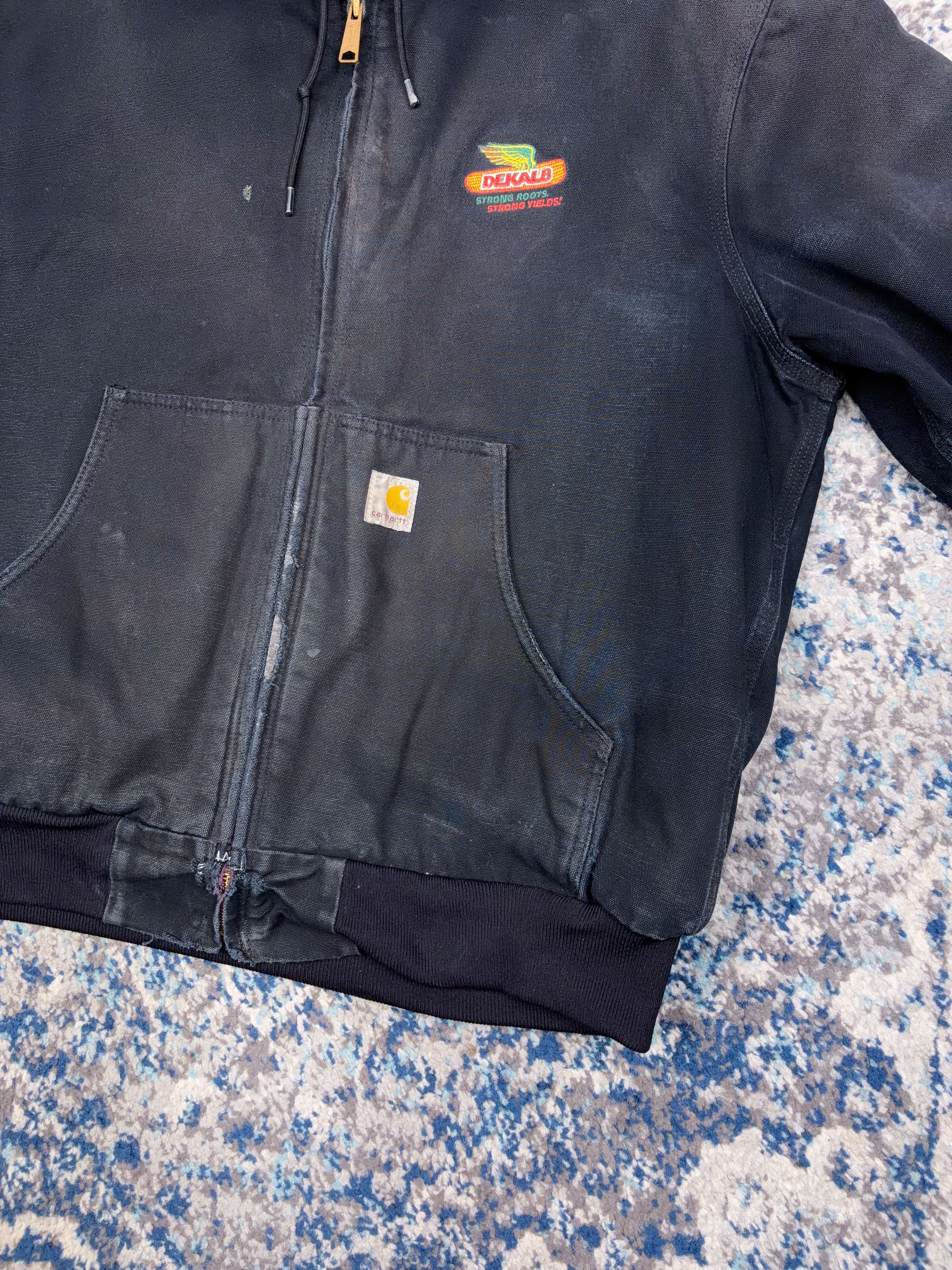 Vintage Carhartt Fleece Lined Canvas Workwear Active Bomber Jacket Size Large
