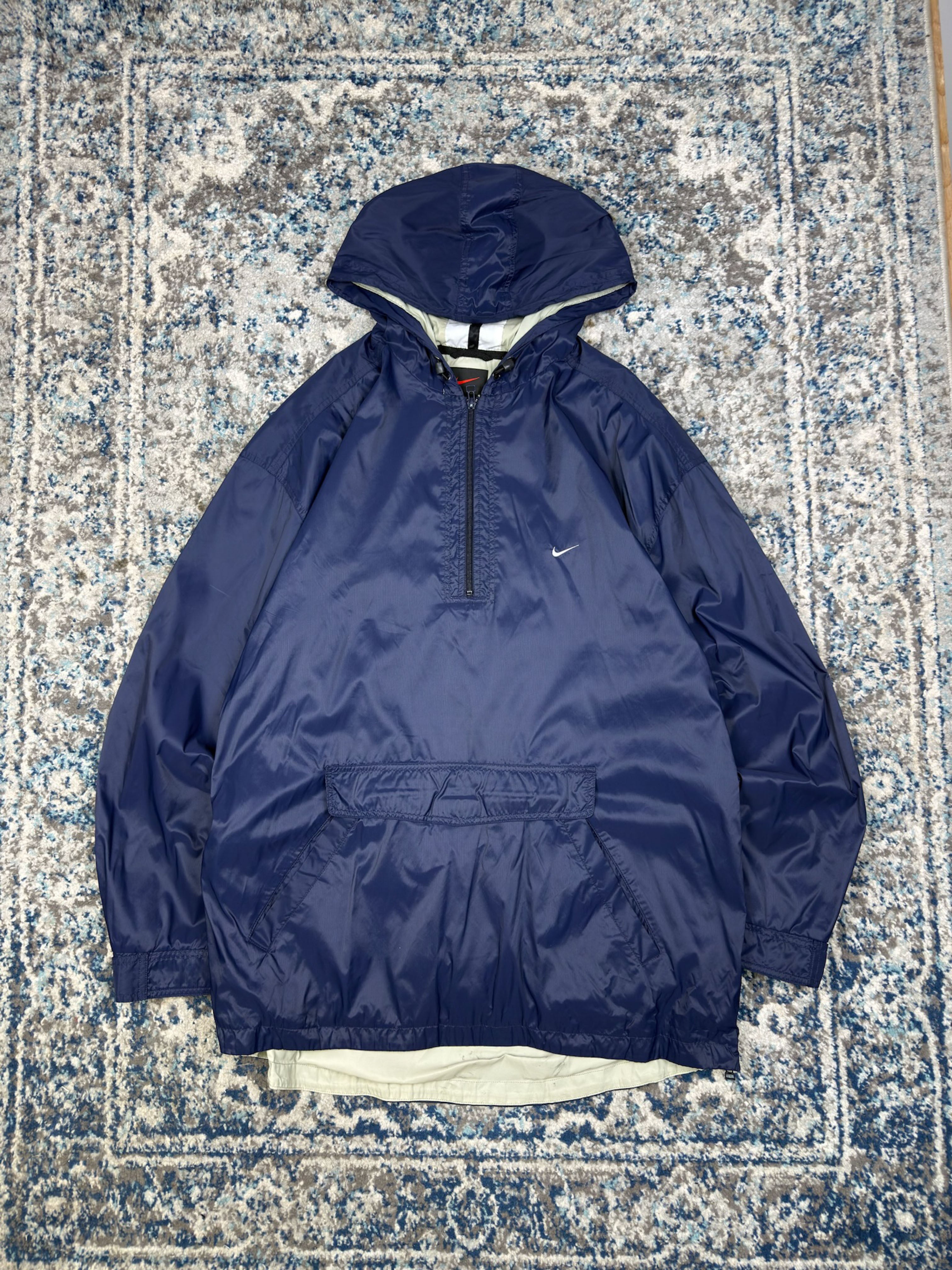 Vintage Nike Embroidered Mini Swoosh Windbreaker Anorak Jacket Size 2XL