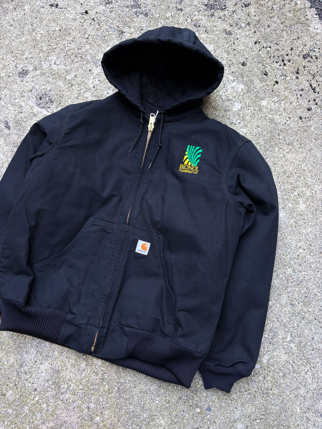 Vintage Carhartt Insulated Canvas Workwear Active Bomber Jacket J130 BLK Size Medium