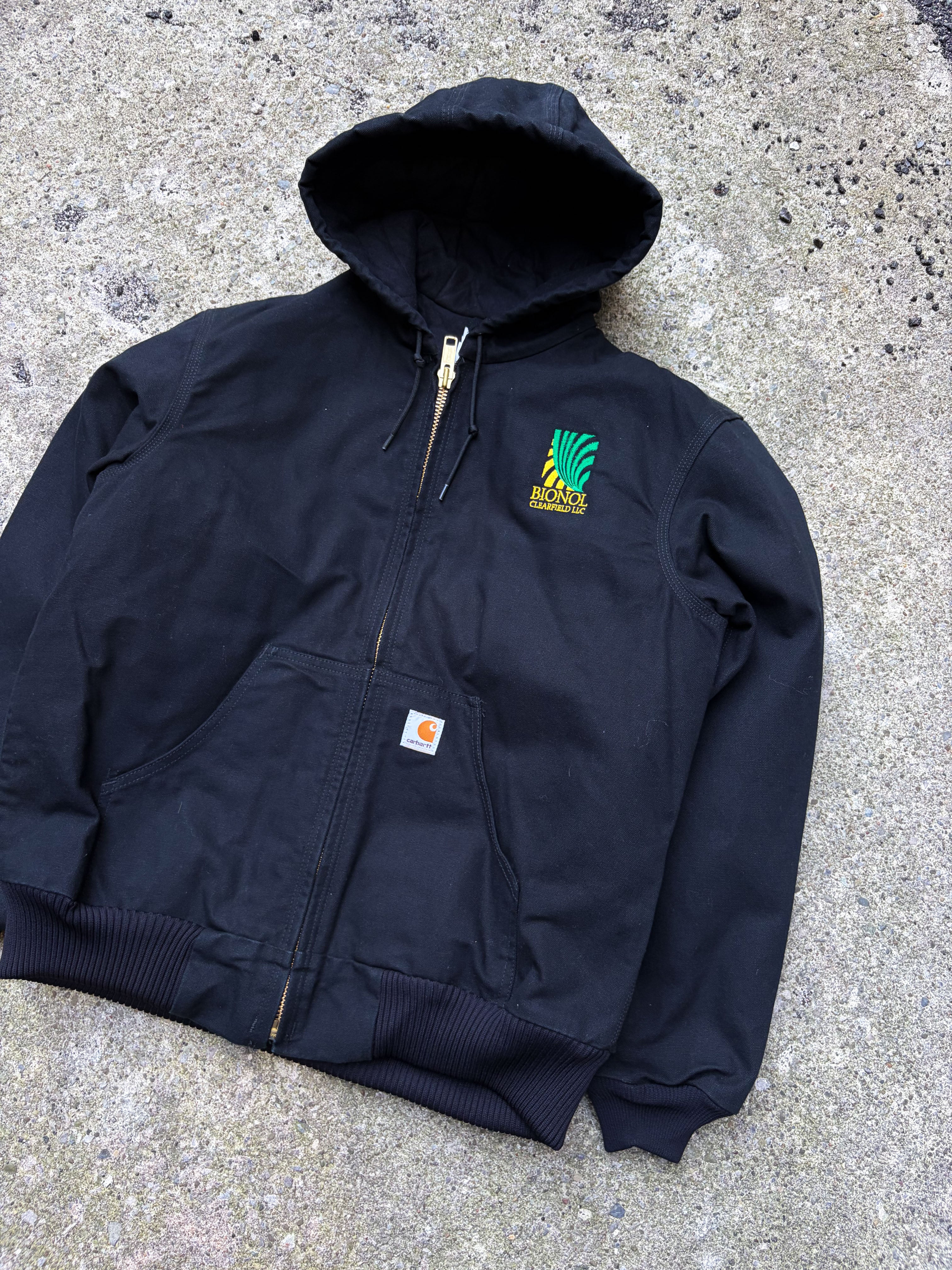 Vintage Carhartt Insulated Canvas Workwear Active Bomber Jacket J130 BLK Size Medium