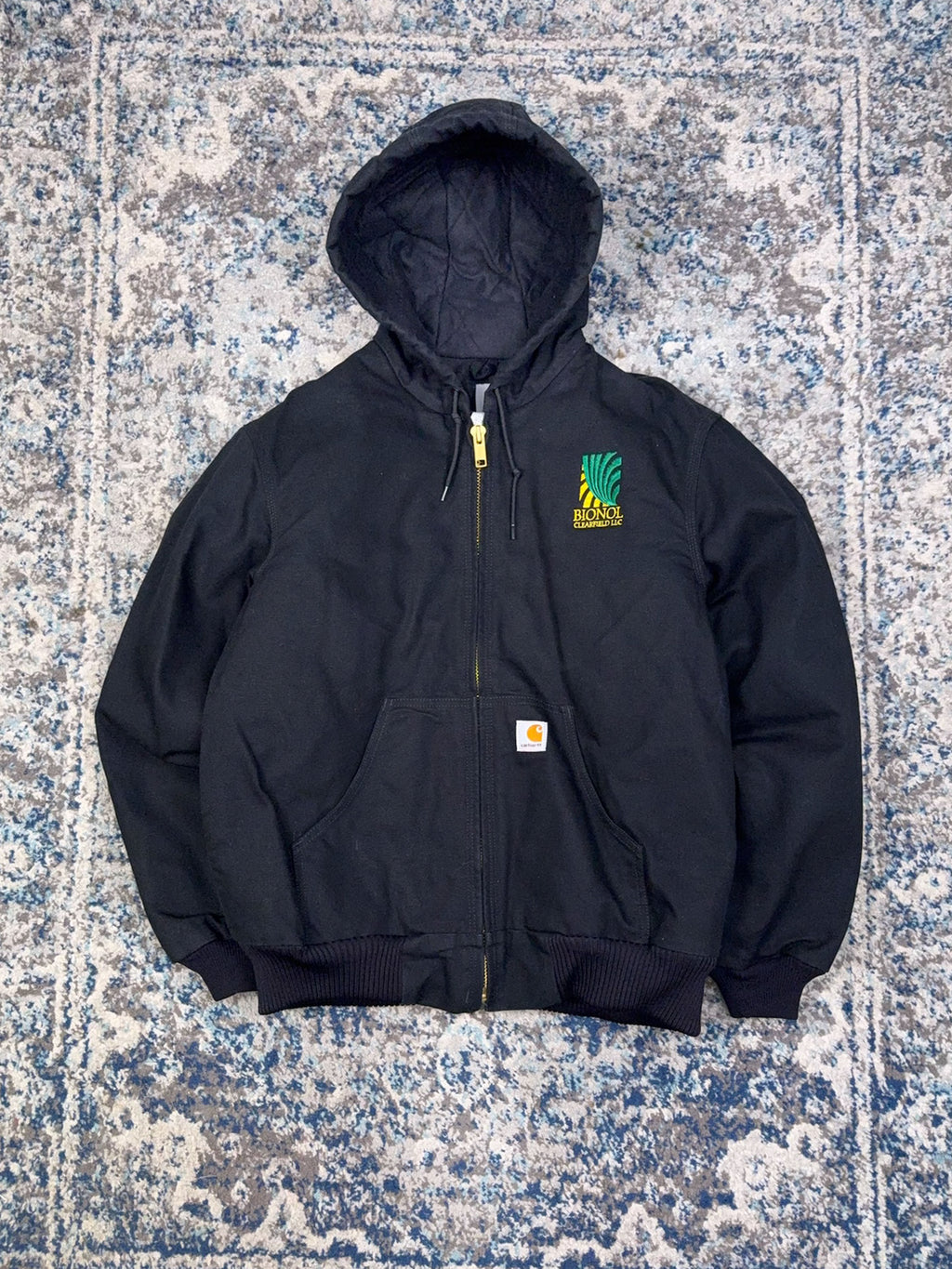 Vintage Carhartt Insulated Canvas Workwear Active Bomber Jacket J130 BLK Size Medium