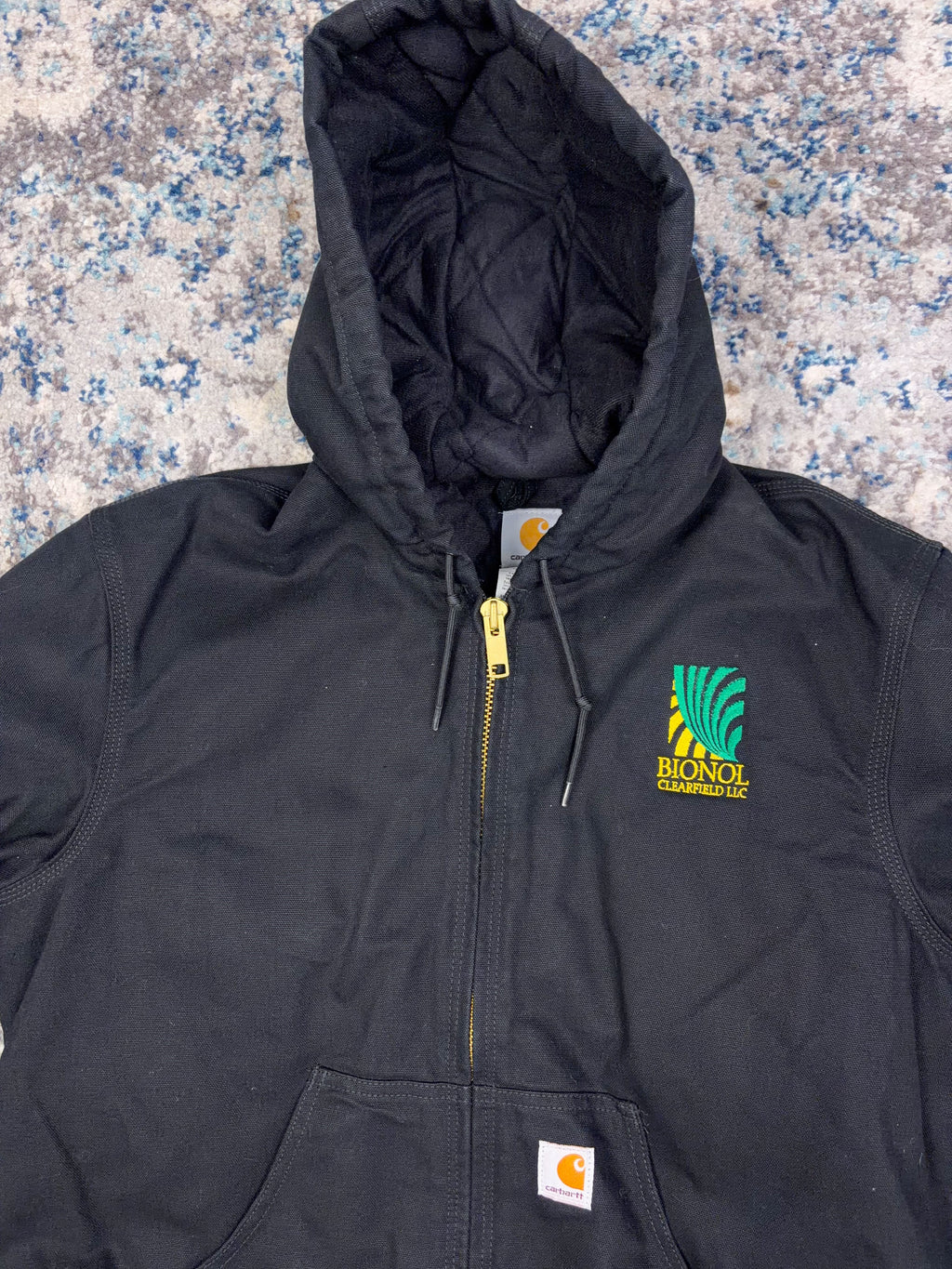 Vintage Carhartt Insulated Canvas Workwear Active Bomber Jacket J130 BLK Size Medium