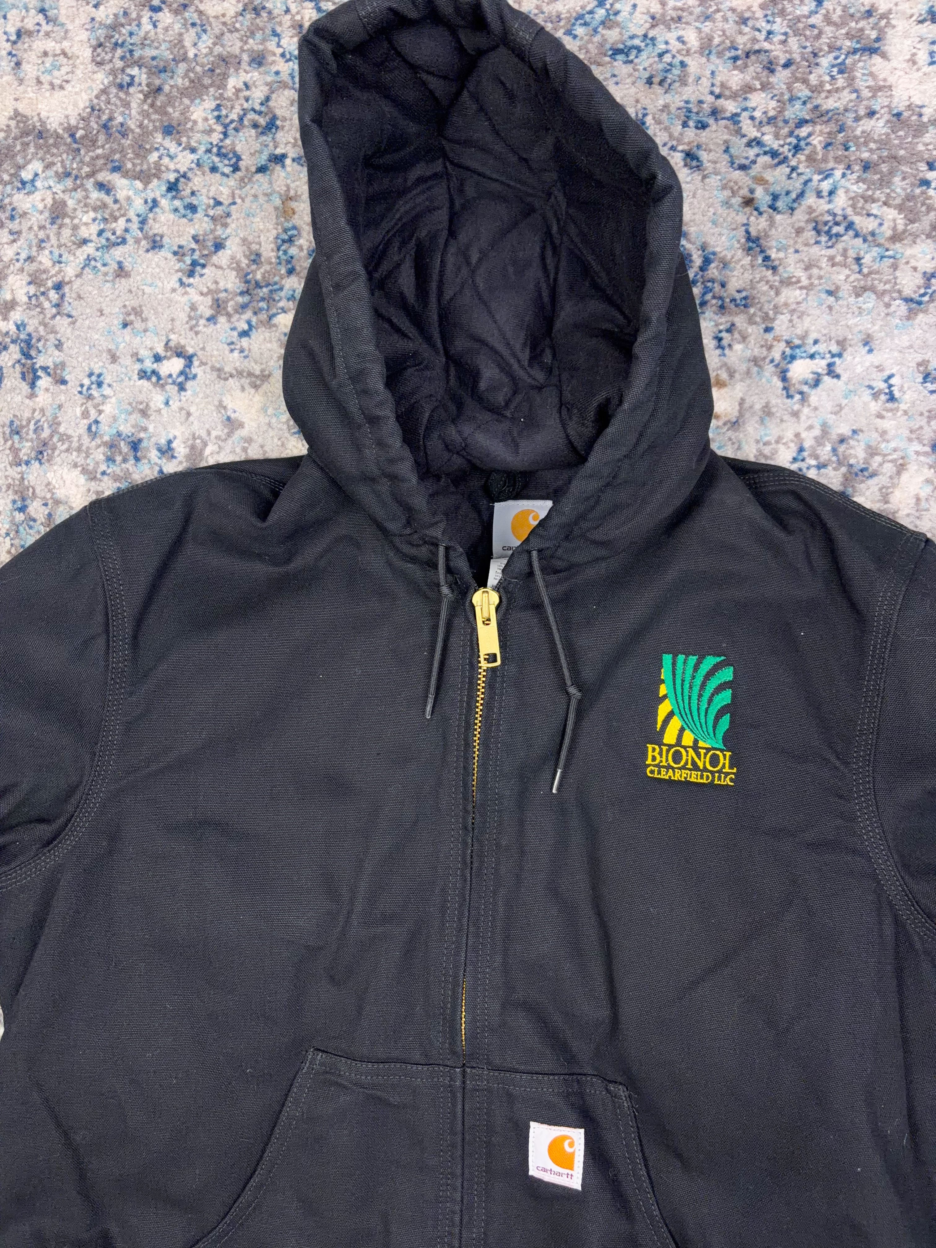 Vintage Carhartt Insulated Canvas Workwear Active Bomber Jacket J130 BLK Size Medium