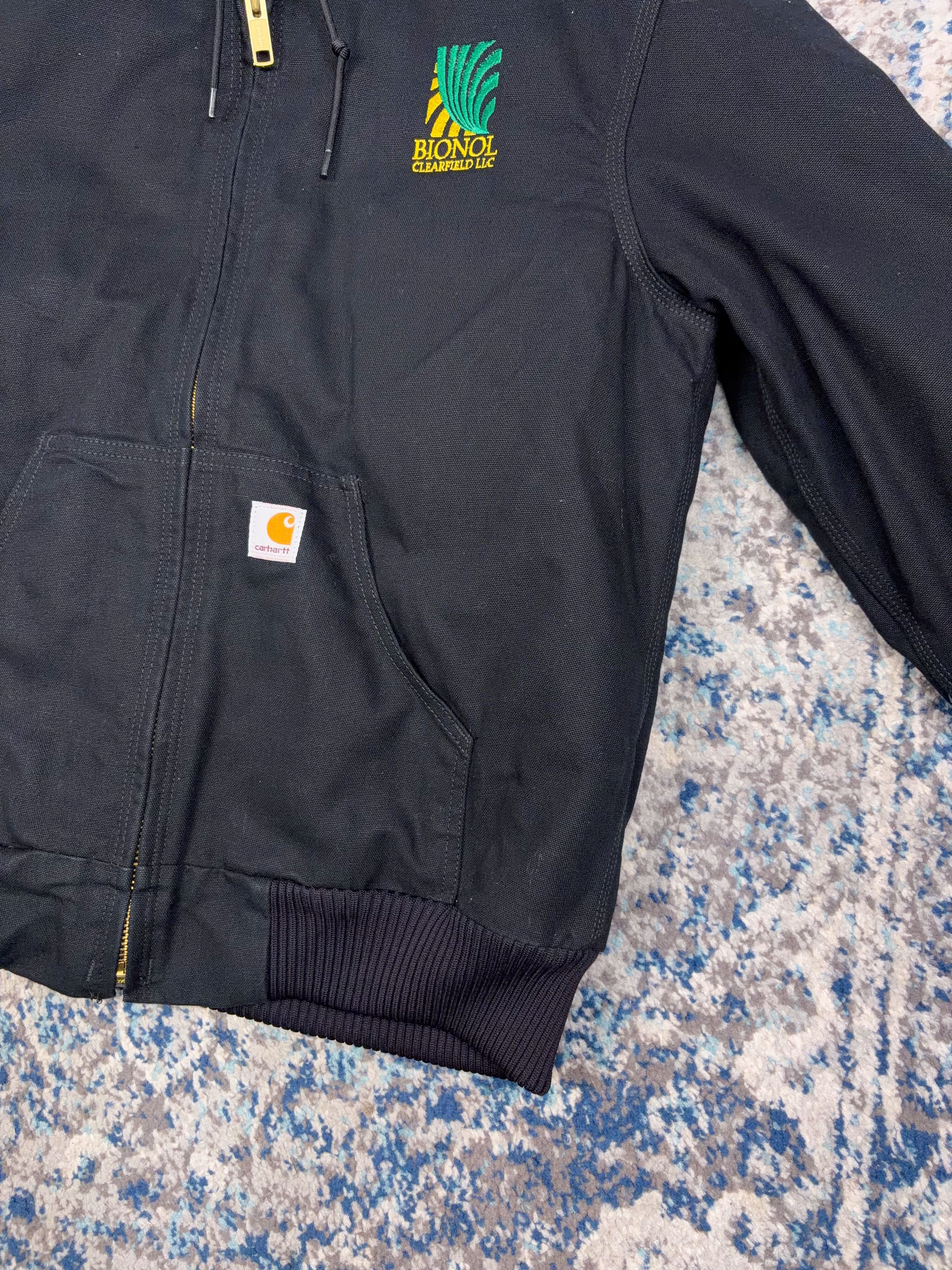 Vintage Carhartt Insulated Canvas Workwear Active Bomber Jacket J130 BLK Size Medium