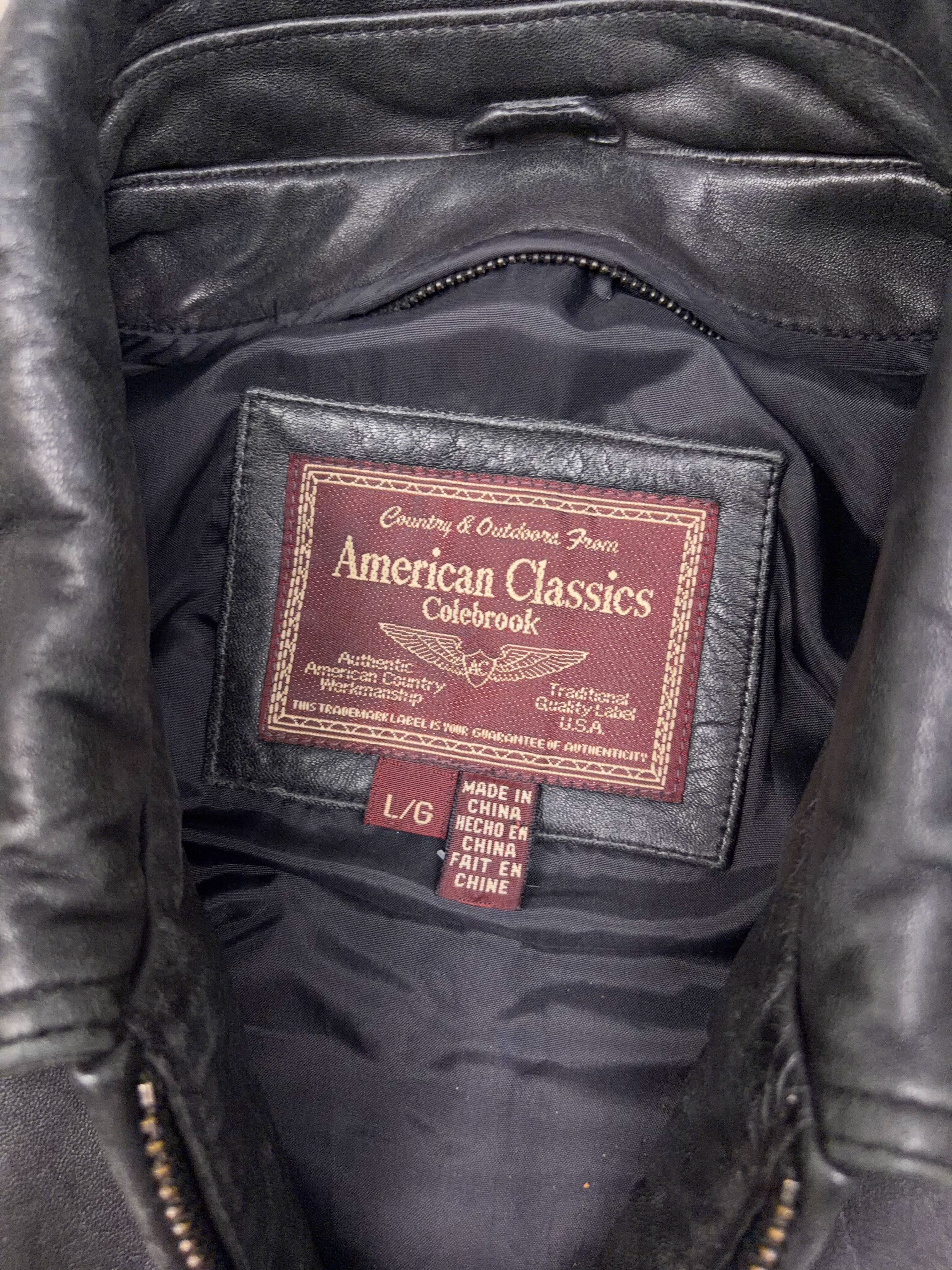Vintage American Classic Full Zip Leather Bomber Jacket Size Large
