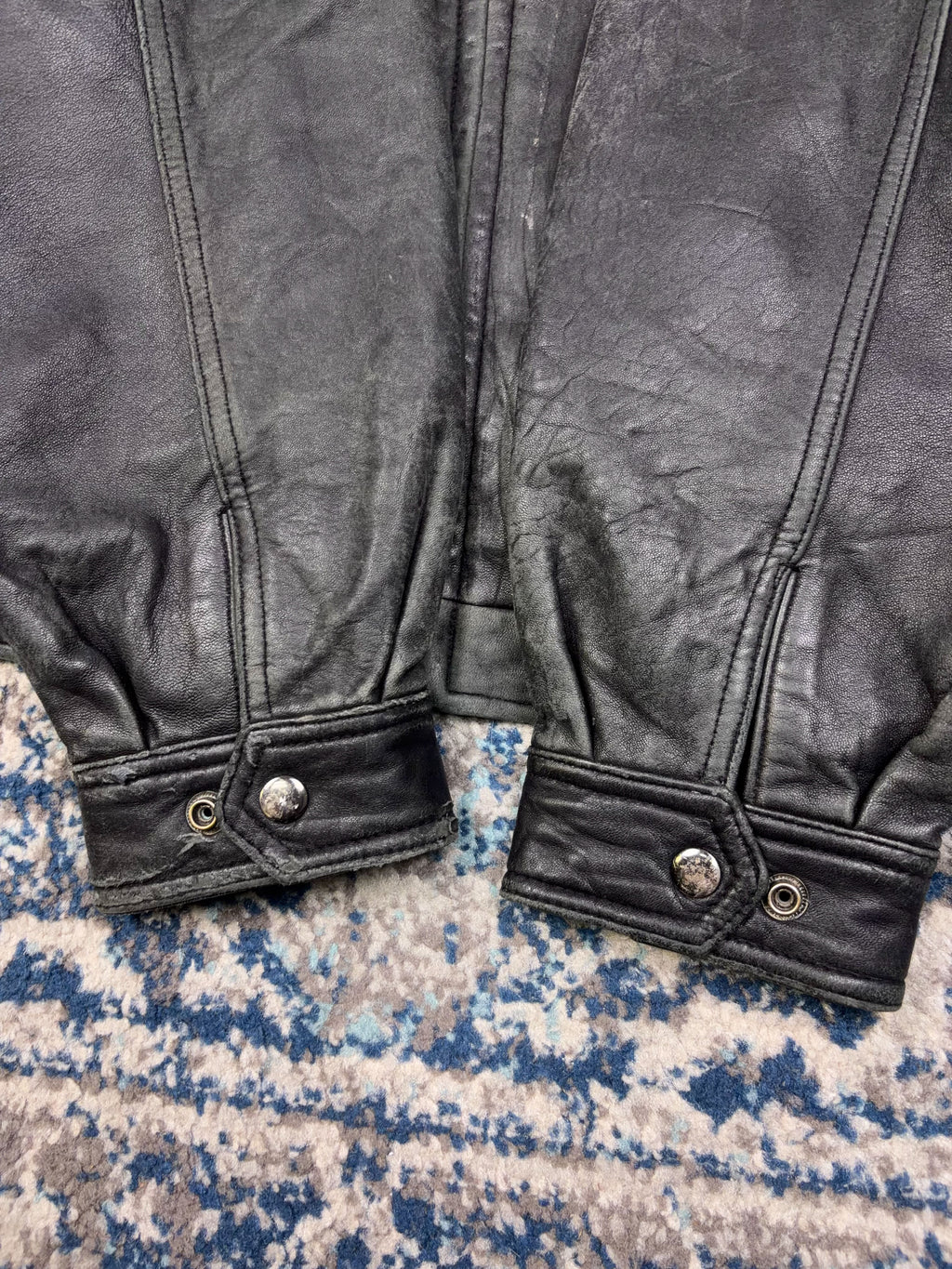 Vintage American Classic Full Zip Leather Bomber Jacket Size Large